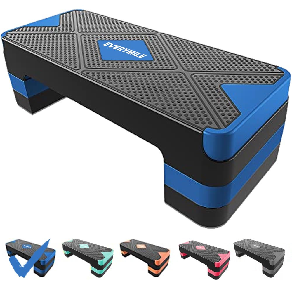 Aerobic Exercise Step, Adjustable Aerobic Stepper for Exercise, Workout Step Platform, Step Up Box, 26.5" Step Deck with 4” 6” 8” Adjustable Height Risers, Women Home Gym Fitness