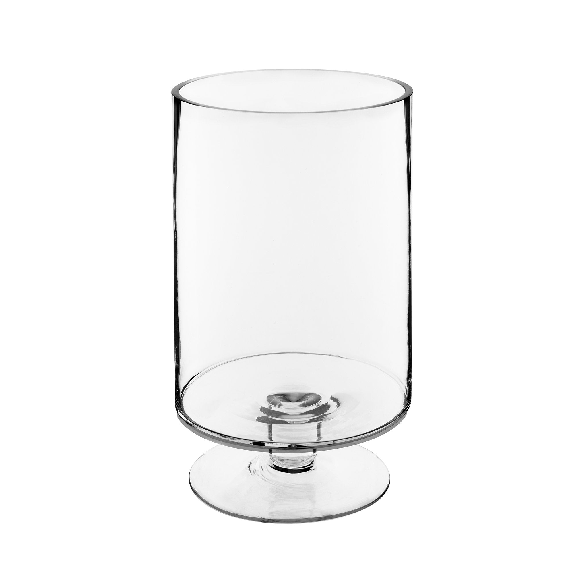 CYS EXCEL Glass Hurricane Pillar Candle Holder (H:6" W:3.75") | Multiple Size Choices Short Stem Candle Centerpieces | Stemmed Glass Cylinder Candle Vase