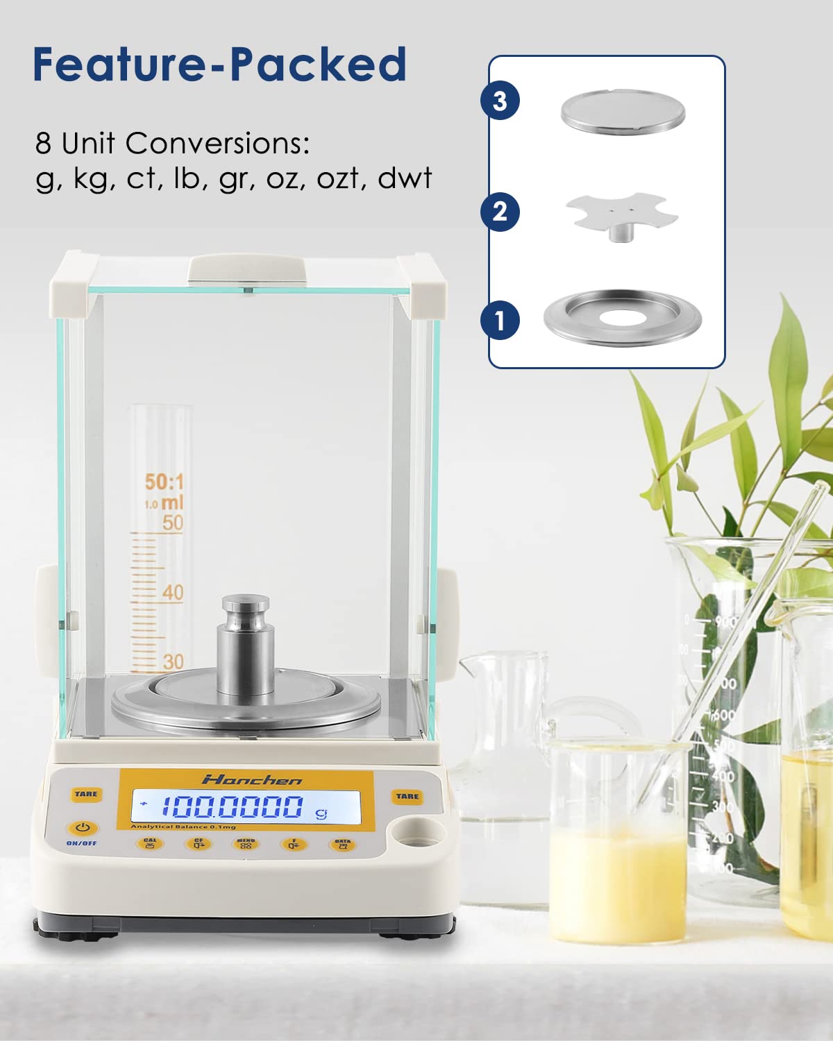 Hanchen Electronic Analytical Balance, 0.1mg 220g Precise Digital Scale for Lab Pharmacy Chemical Plant Jewelry Store 220g/0.0001g
