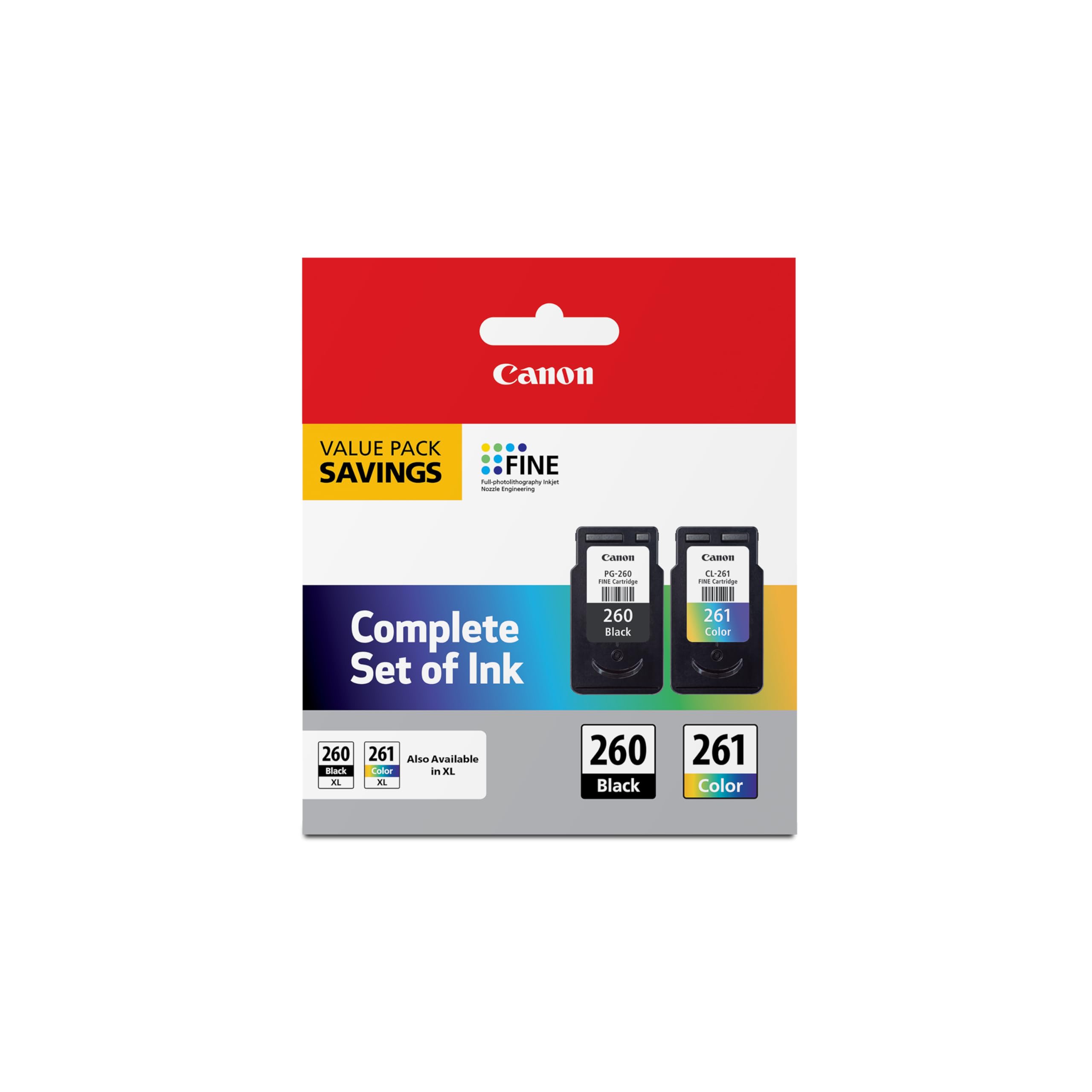 Canon PG-260 / CLI-261 Genuine Ink Value Pack (2 Cartridges),Compatible with TS5320,TR7020,(Pack of 2)