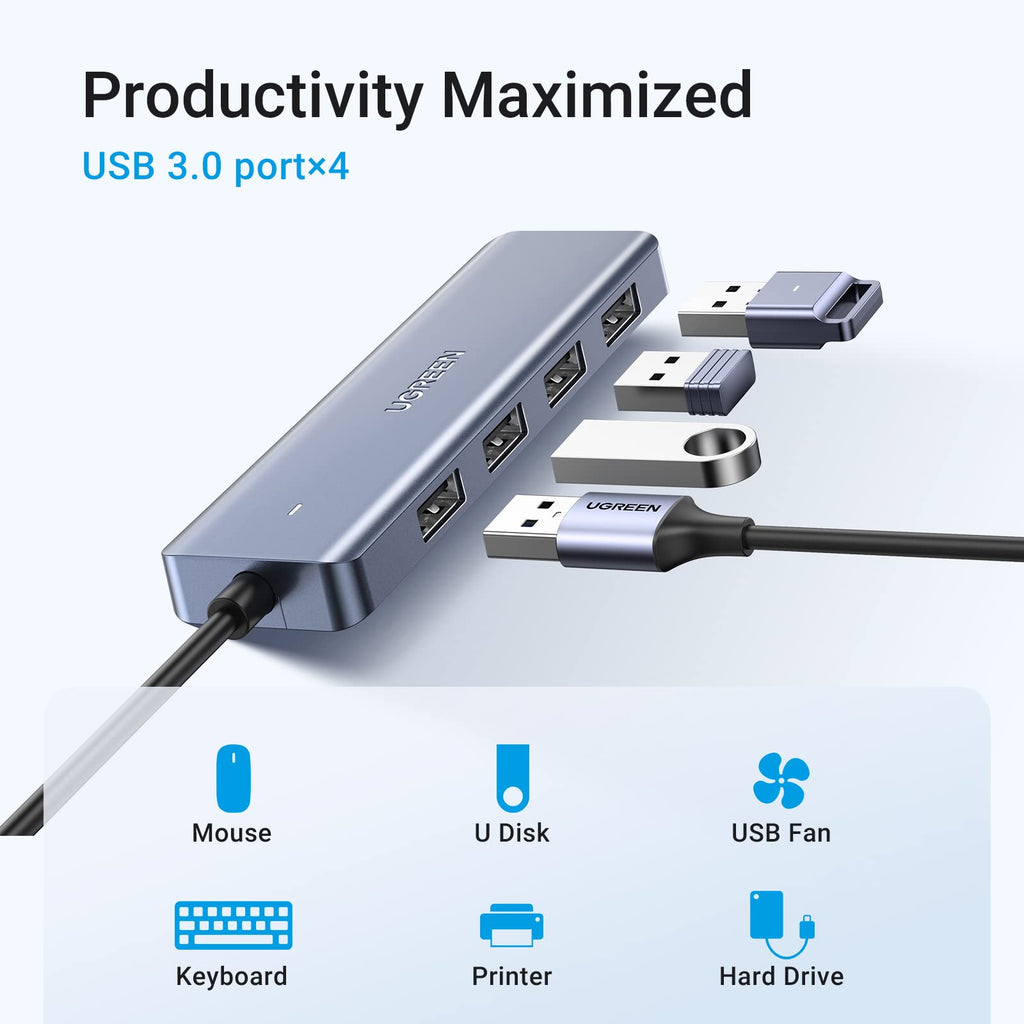 UGREEN USB C to USB A Hub with 4 USB 3.0 for Laptop, MacBook Pro/Air, Mac mini M4, iMac, iPad Pro, Chromebook, Dell XPS, Galaxy S23, and More, 0.5FT
