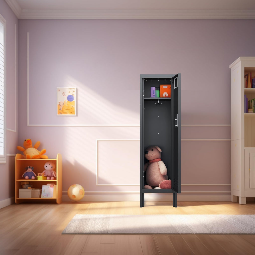 Lockers,Metal Locker, (Beige, 1 Door - (66.15" H x 11.8" W x 11.8" D))