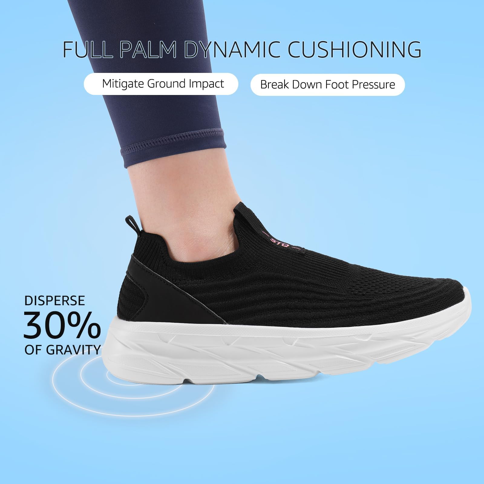 STQ Womens Walking Shoes Slip On Tennis Shoes Comfortable Lightweight Memory Foam Orthopedic Sneakers for Indoor Outdoor Gym Workout Sports