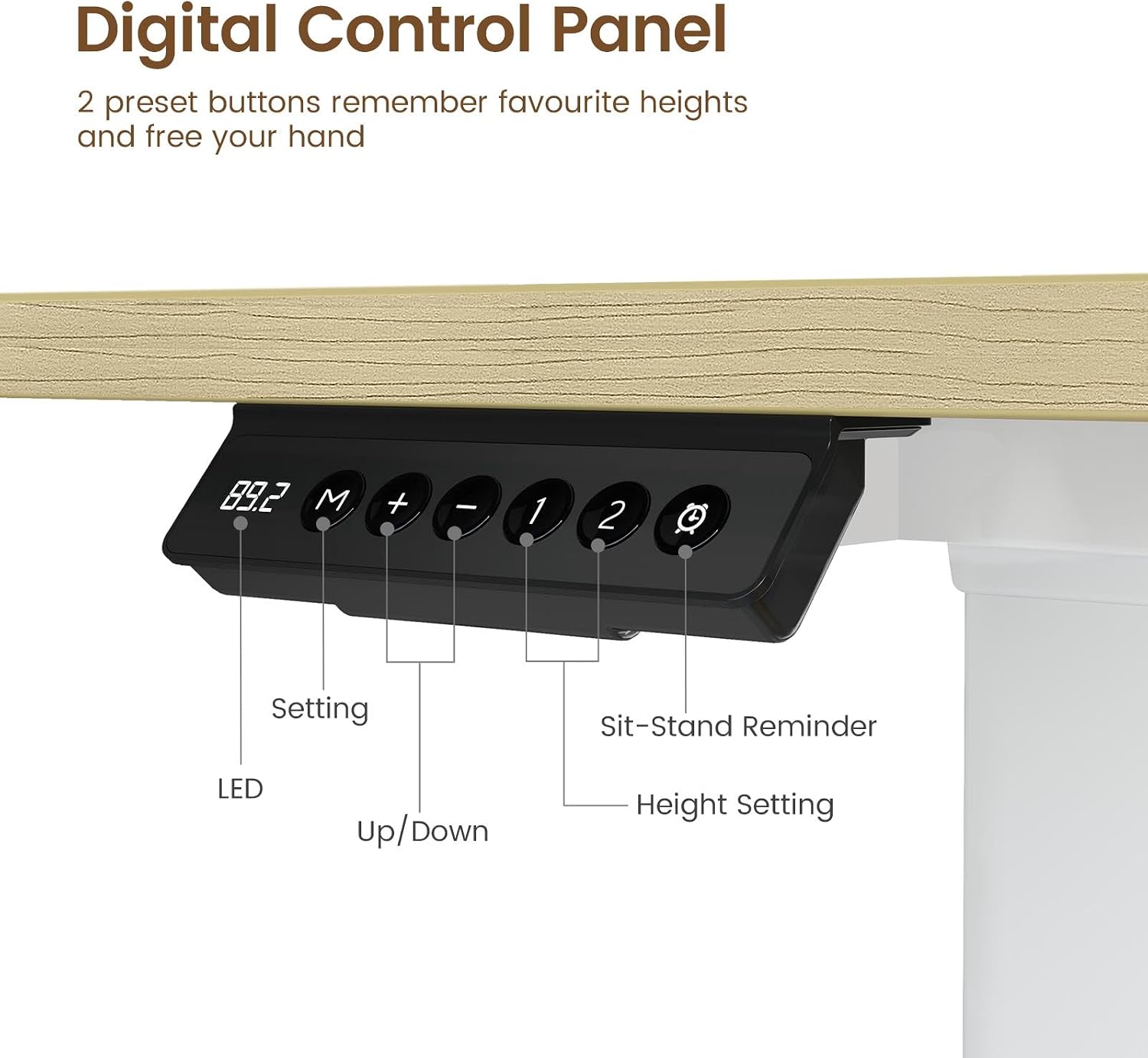 Rolanstar L Shaped Standing Desk with Keyboard Tray, Height Adjustable Corner Desk with LED Light & Power Outlet, Electric Sit Stand Computer Desk with Monitor Stand, Beige