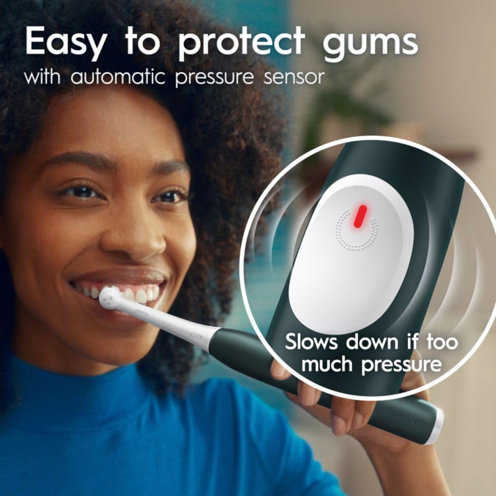 Oral-B Rechargeable Electric Toothbrush, iO2 Starter Kit, 3 Cleaning Modes, Automatic Pressure Sensor to Protect Gums, 2 Brush Heads, Forest Green