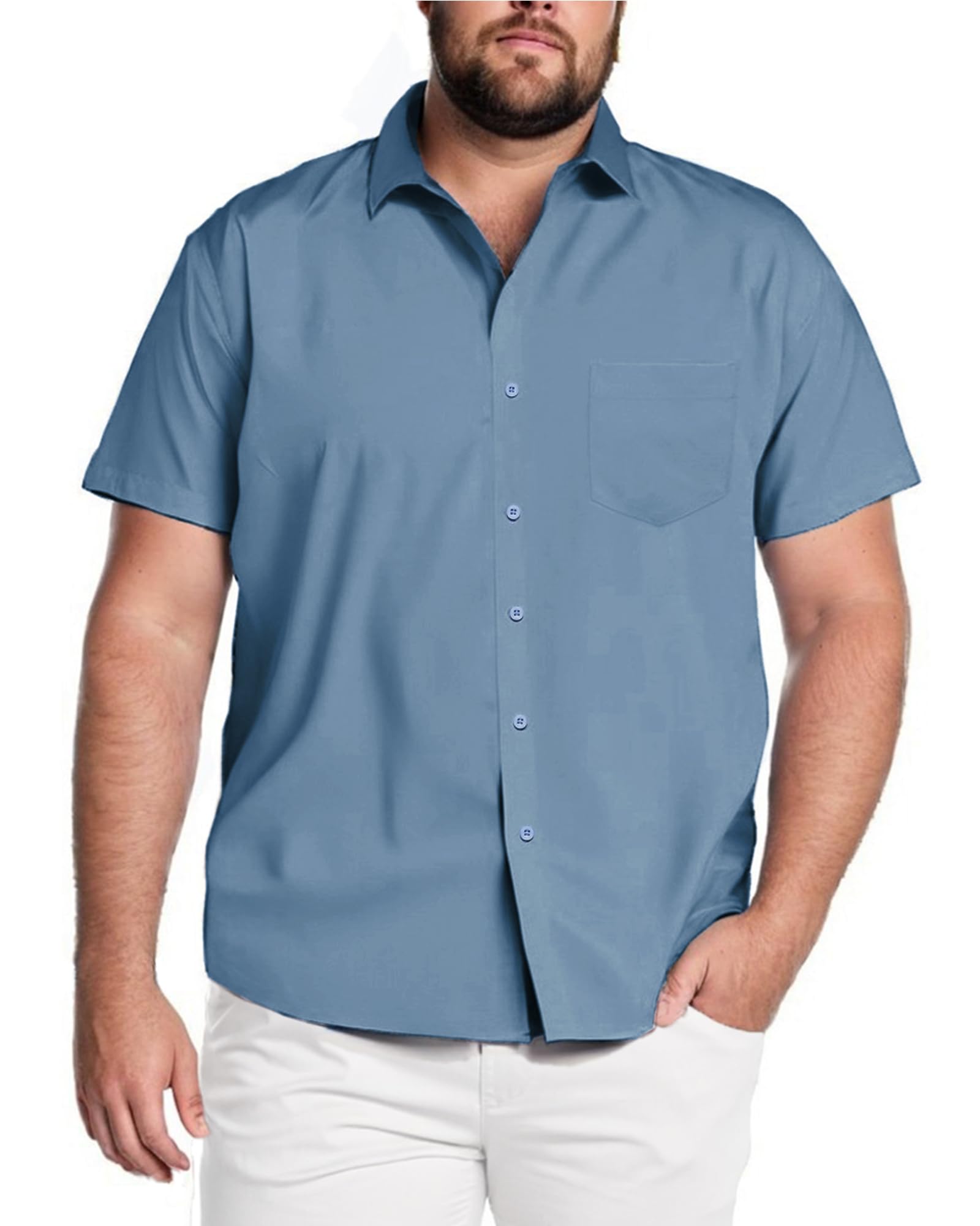 COOFANDY Big & Tall Shirts for Men Short Sleeve Button Down Casual Dress Shirts
