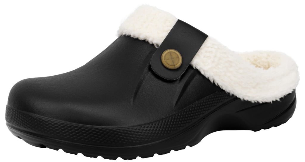 ChayChax Women and Men Fur Lined Clogs Memory Foam Warm Fuzzy Slippers Winter Waterproof Indoor Outdoor Slipper