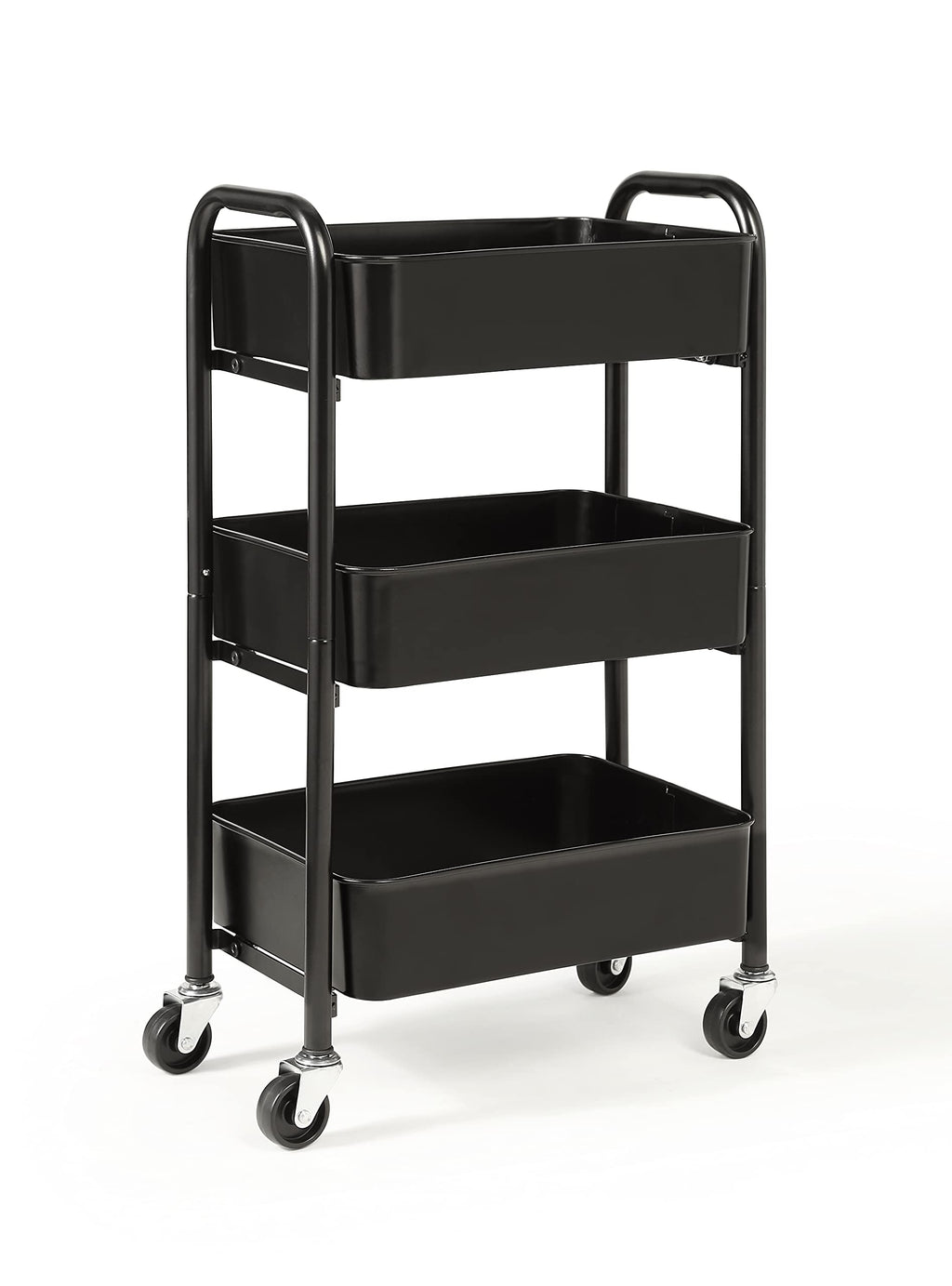 SunnyPoint 3-Tier Delicate Compact Rolling Metal Storage Organizer - Mobile Utility Cart Kitchen/Under Desk Cart with Caster Wheels - Army (15.35" X 10.24" X 26.8"H)