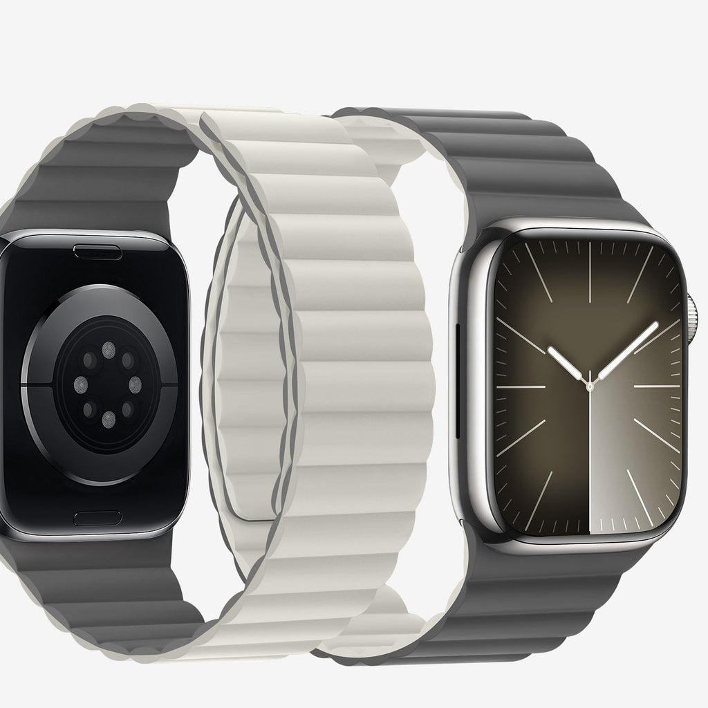 Bisikor Compatible with Apple Watch Band 49 46 45 44 42 41 40 38mm, Double Sided Wearable Silicone Magnetic Strap for iWatch Ultra SE Series 11 10 9 8 7 6 5 4 3 2 1 (38/40/41/42, Beige/Gray)