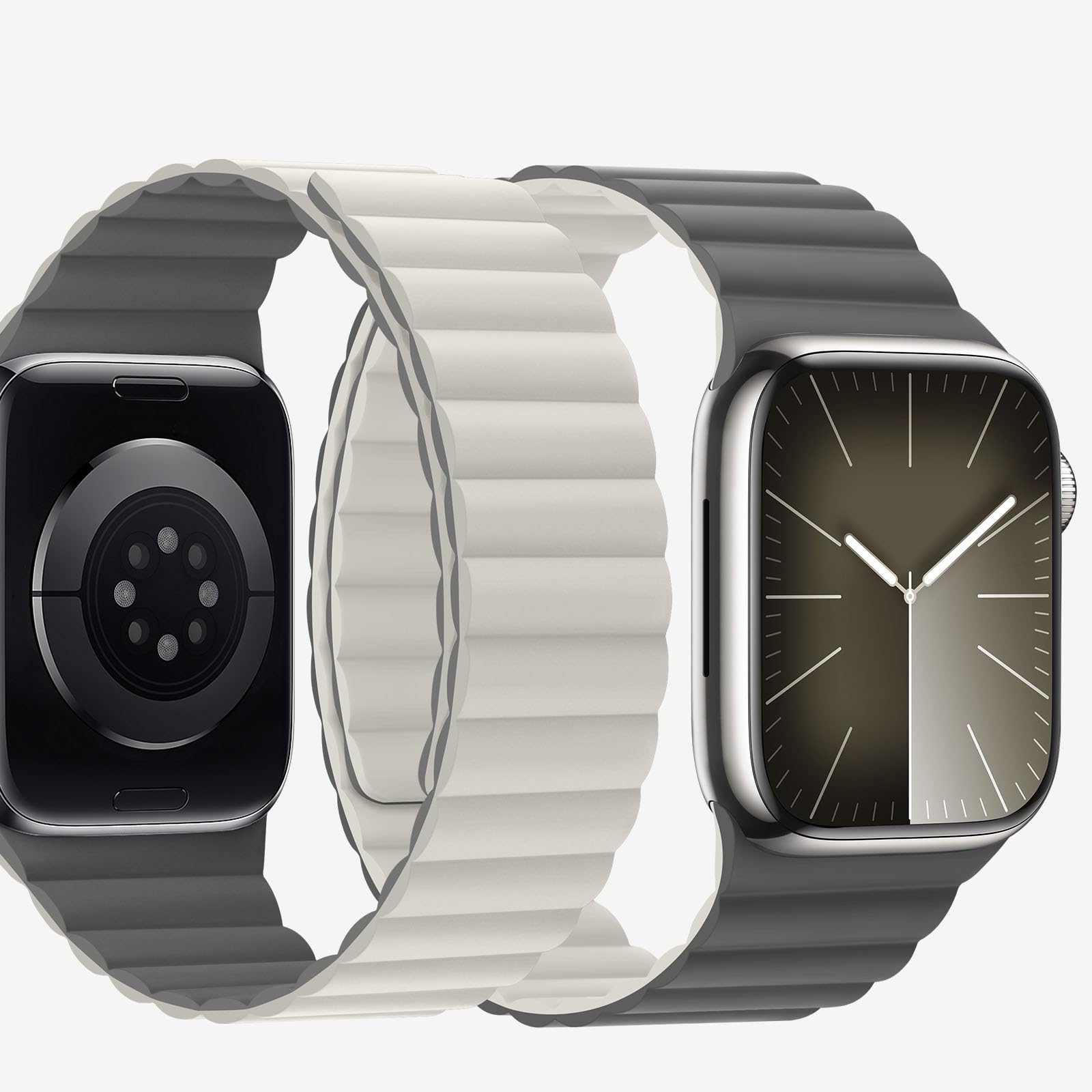 Bisikor Compatible with Apple Watch Band 49 46 45 44 42 41 40 38mm, Double Sided Wearable Silicone Magnetic Strap for iWatch Ultra SE Series 11 10 9 8 7 6 5 4 3 2 1 (38/40/41/42, Beige/Gray)