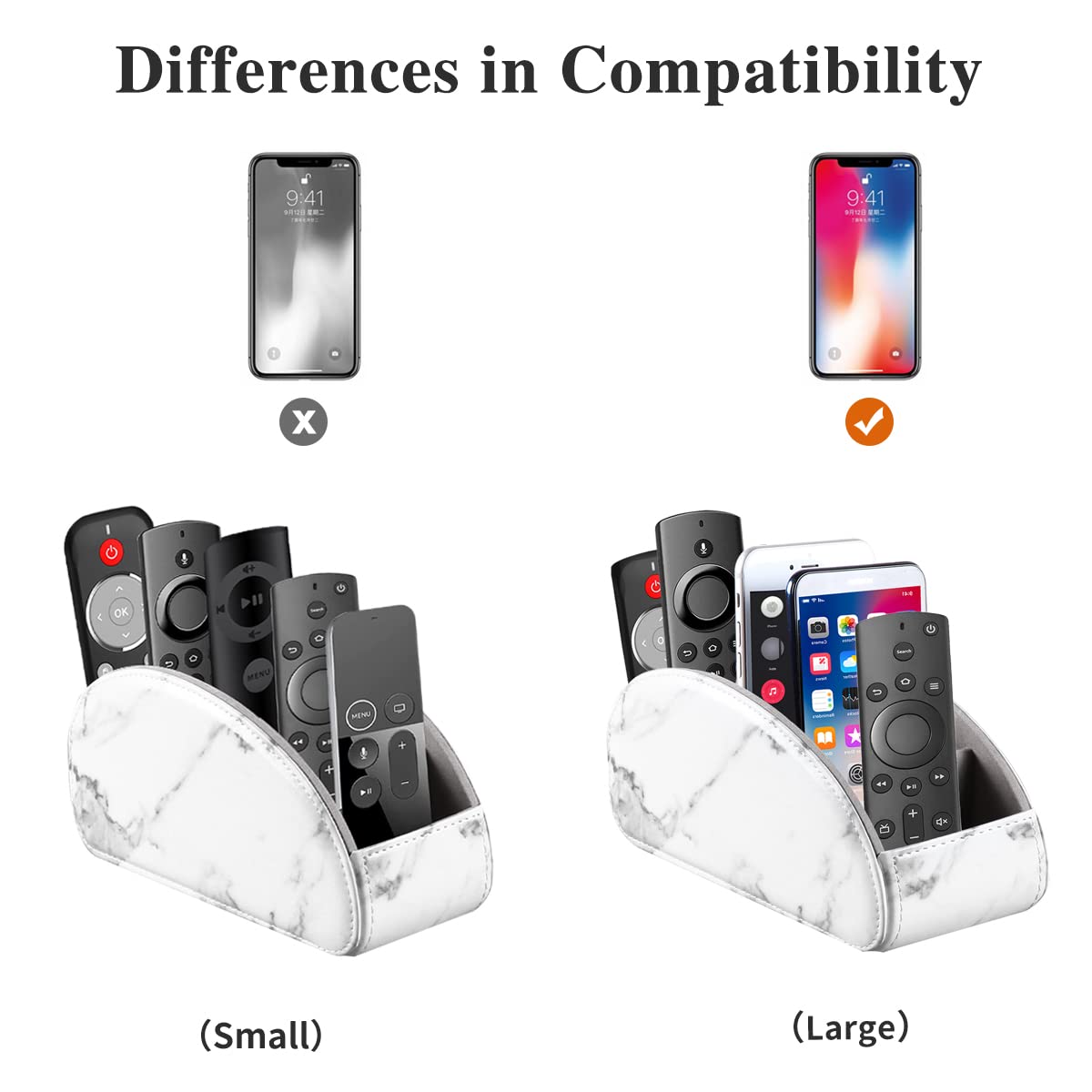 YAPISHI All-in-One Leather Brown TV Remote Holder with 5 Compartments Nightstand Desktop Media Player Remote Caddy Storage Box Organizer Tray for Mobile Office Phone Controller