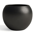 DTY Fiberstone Globe Planter Indoor Outdoor — Lightweight Sphere Ball Pot for Olive Tree, Monstera & Palm | Fiberglass Stone | UV Resistant, Drainage Hole | 2 Coco Mats | Black | 12.6" D × 10" H