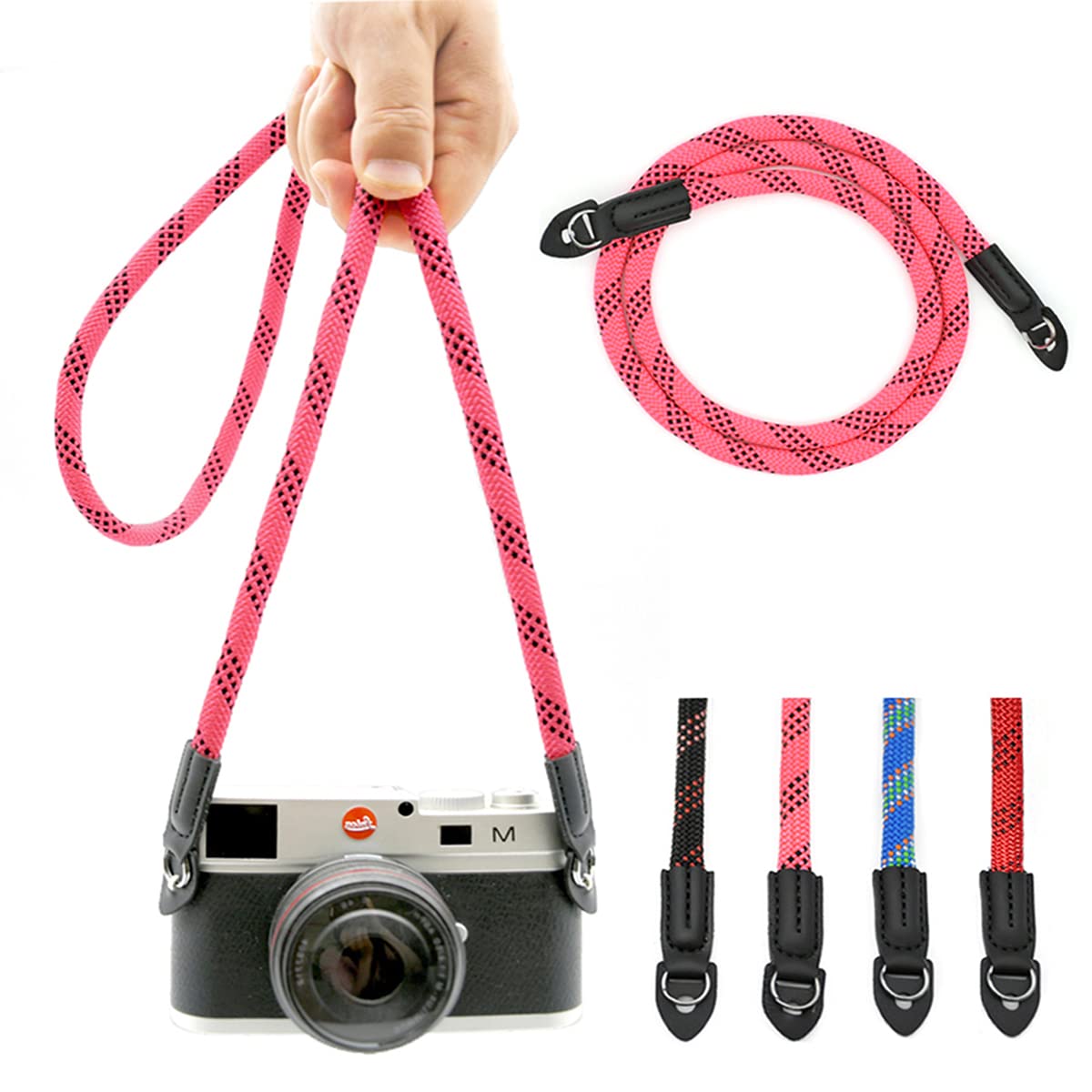 Camera Strap Vintage 100cm Nylon Climbing Rope Camera Neck Shoulder Strap for Micro Single and DSLR Camera.(Black)