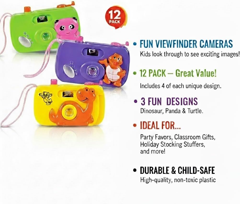 ArtCreativity Kids Camera Toy Set with Images in Viewfinder (12PCs) Pretend Play for Toddlers, Great for Birthday Party Favors for Kids 3-5, Goody Bags Birthday Gifts, Goody Bag Stuffers
