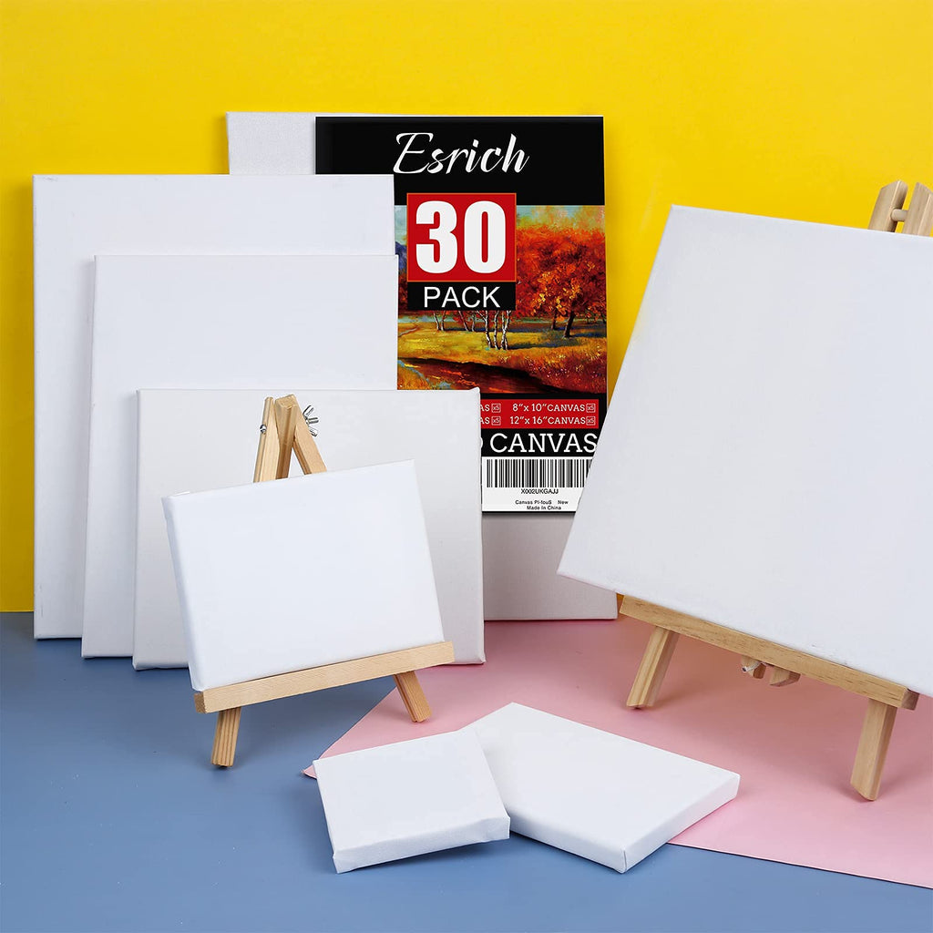 ESRICH Stretched Canvas for Painting 5x7, 48 Pack Small Canvases for Painting 5/8" Profile Primed Acid-Free Blank Painting Canvas for Kids & Artists for Decorations, Painting Parties.