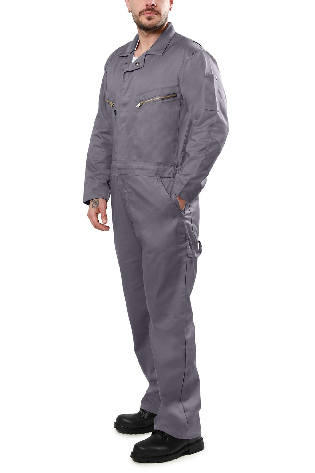 Kolossus Pro-Utility Cotton Blend Long Sleeve Coverall with Zippered Frontal Pockets