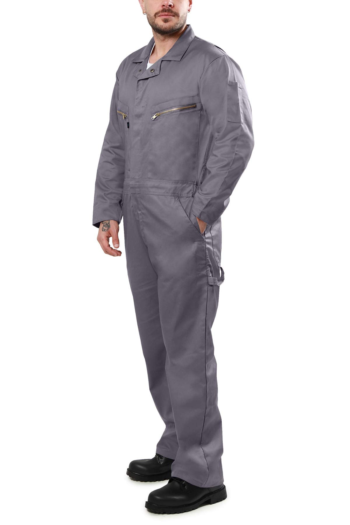 Kolossus Pro-Utility Cotton Blend Long Sleeve Coverall with Zippered Frontal Pockets