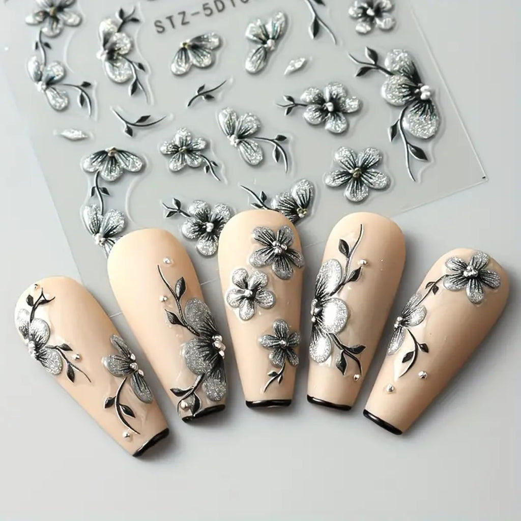 Christmas Nail Art Stickers Decals 5D Embossed Santa Claus Xmas Tree Nail Decals with Crystal 1PCS Cute Bear Bow Candy Cane Snowflake Christmas Nails Adhesive Stickers for Holiday Manicure Decorations