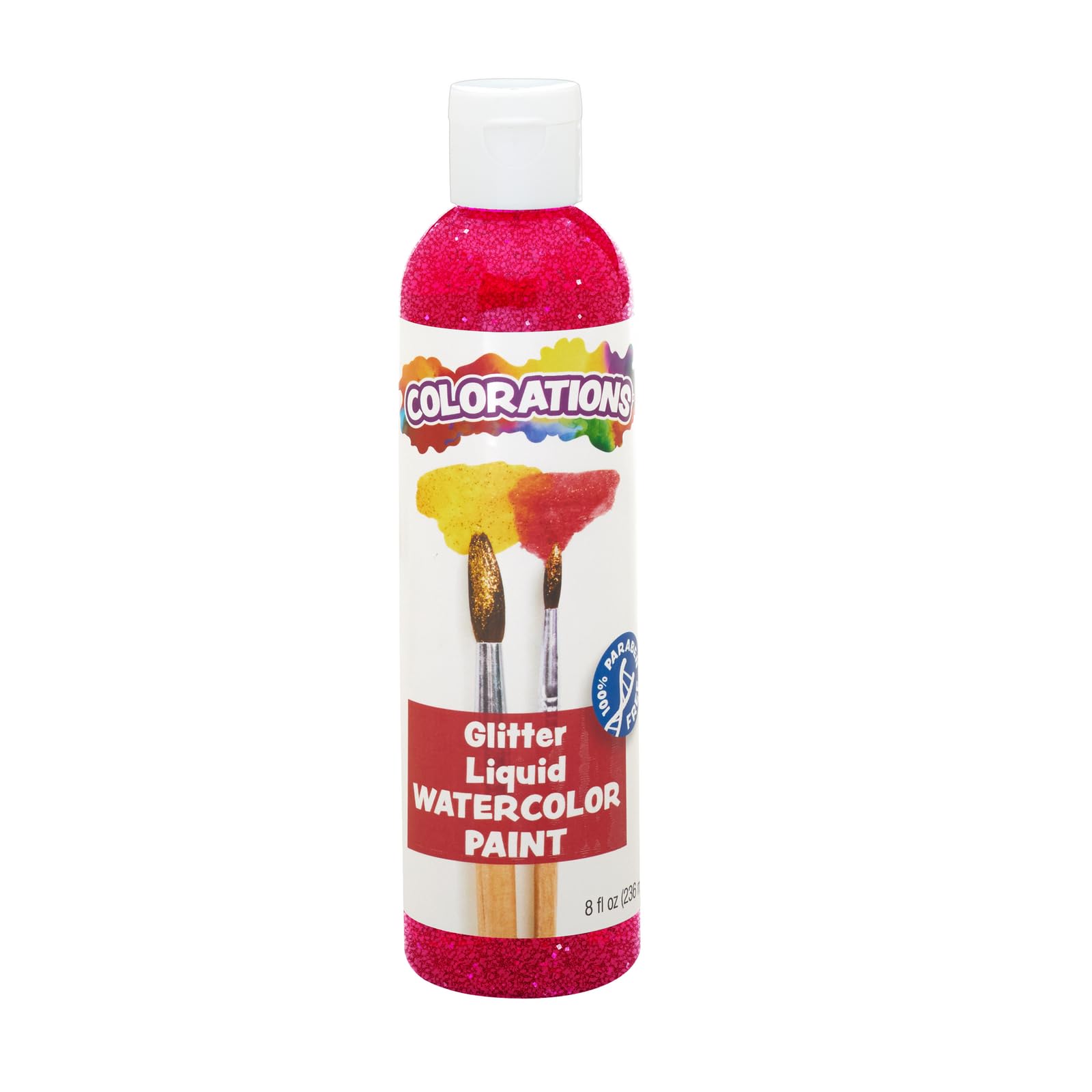 Colorations Paraben-Free Glitter Liquid Watercolor Paint, Set of 8 Vibrant Colors, 8 fl oz, Non-Toxic and Made in The USA