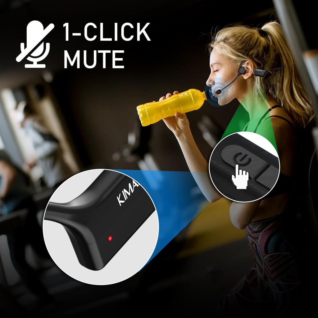 KIMAFUN 2.4G Fitness Headset Wireless Microphone, IP67 Waterproof Sweatproof Microphone for Water Aerobics, Swimming Coach, Fitness Instructor, Yoga, Spinning, Training, Teaching, Speakers, GWP91