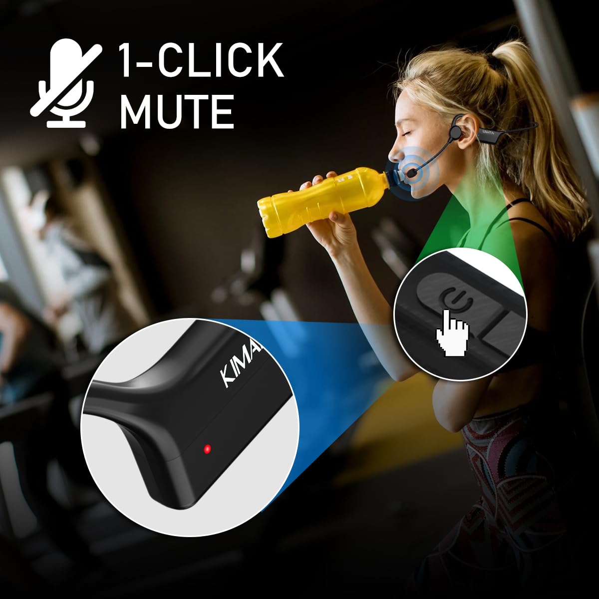 KIMAFUN 2.4G Fitness Headset Wireless Microphone, IP67 Waterproof Sweatproof Microphone for Water Aerobics, Swimming Coach, Fitness Instructor, Yoga, Spinning, Training, Teaching, Speakers, GWP91