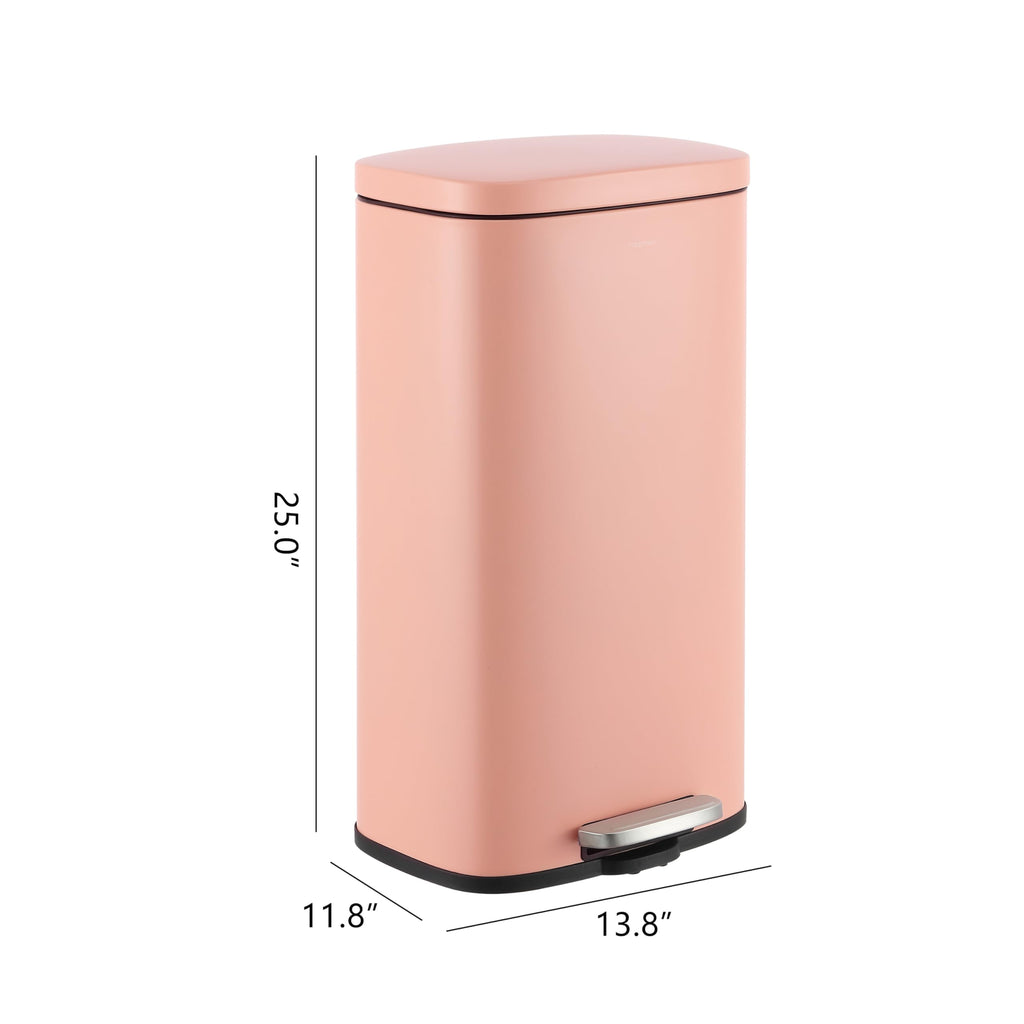 happimess HPM1011B Curtis 8-Gallon Step-Open Trash Can with Soft-Close Lid, Modern, Minimalistic, Fingerprint Proof for Home, Kitchen, Laundry Room, Office, Bedroom, Bathroom, Black