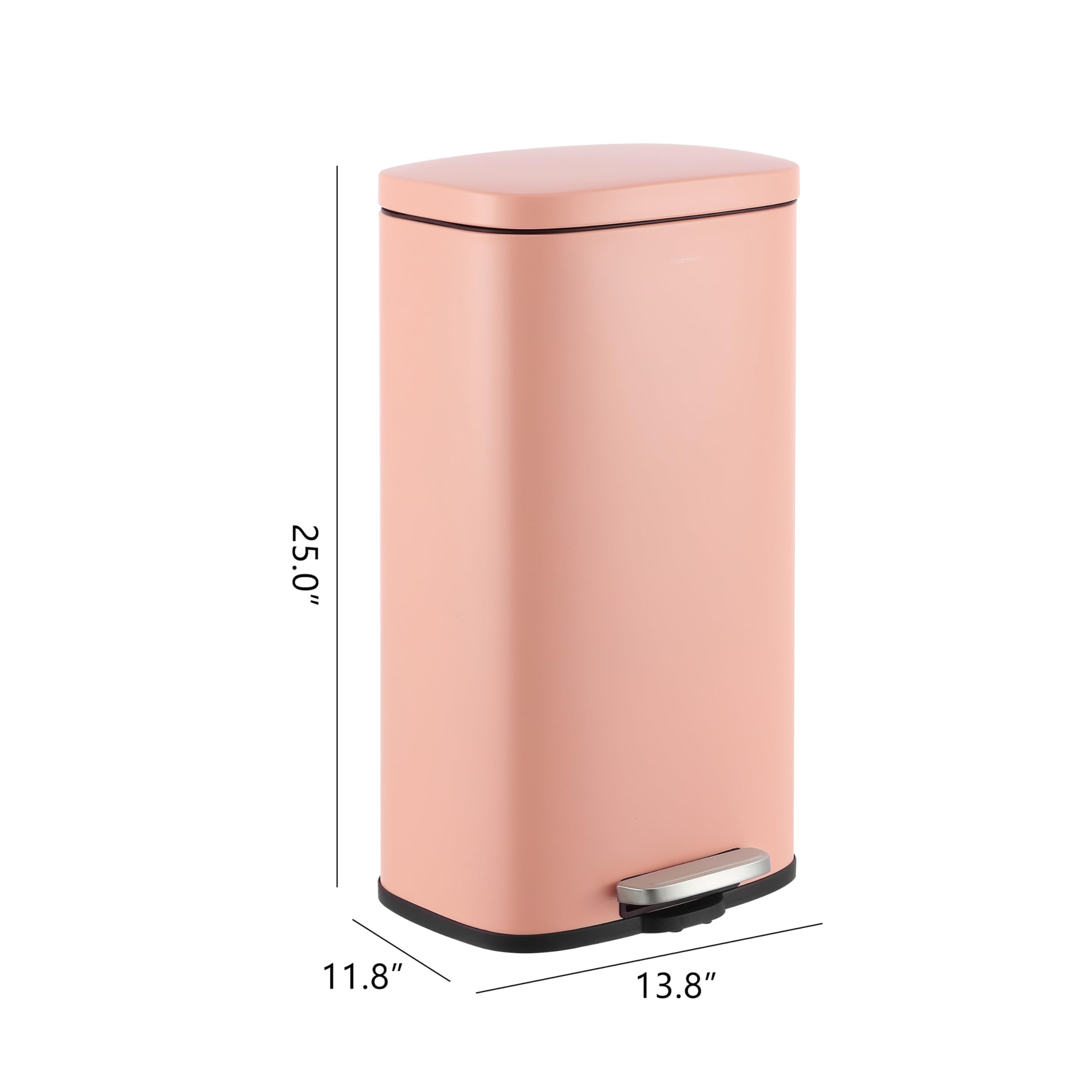 happimess HPM1011B Curtis 8-Gallon Step-Open Trash Can with Soft-Close Lid, Modern, Minimalistic, Fingerprint Proof for Home, Kitchen, Laundry Room, Office, Bedroom, Bathroom, Black