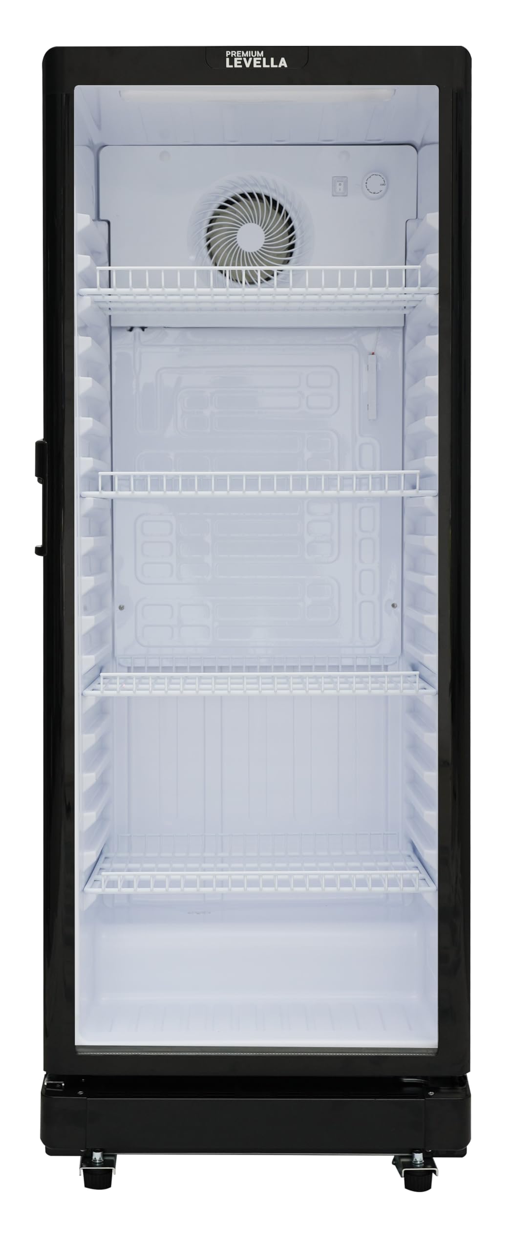 PremiumLevella PRF37DX Glass Door Display Refrigerator 3.1 cu ft Commercial Beverage Cooler Merchandiser - Black