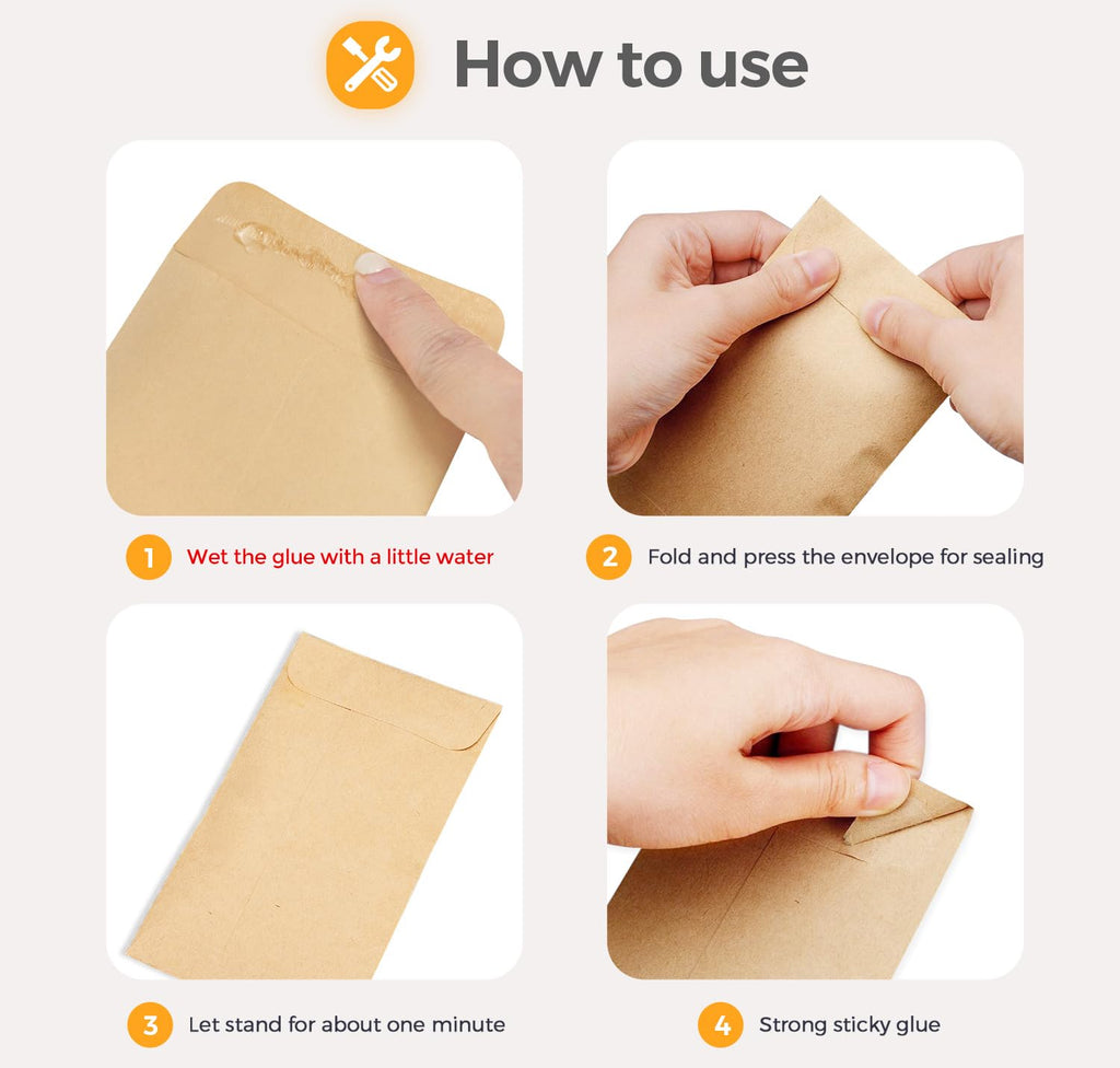 ACSTEP 500 Pack Coin and Small Parts Envelopes #1 Tip Envelope 2-1/4 X3-1/2 Mini Envelope with Gummed Flap for Home, Garden or Office Use(Black)