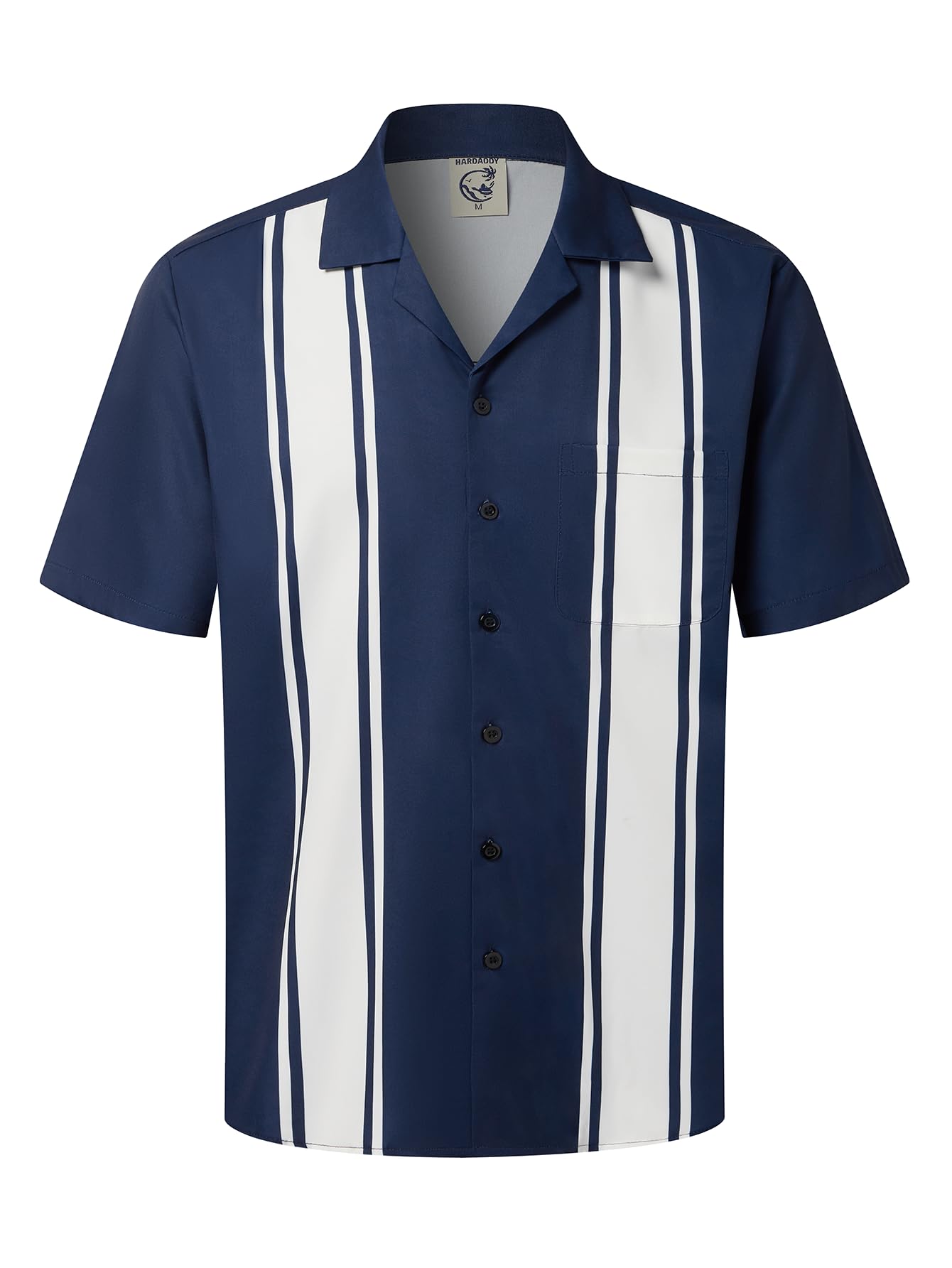 Hardaddy Men's Camp Collar Retro Vintage Bowling Button Down Shirt with Pocket Casual Short Sleeve Beach Shirts Summer