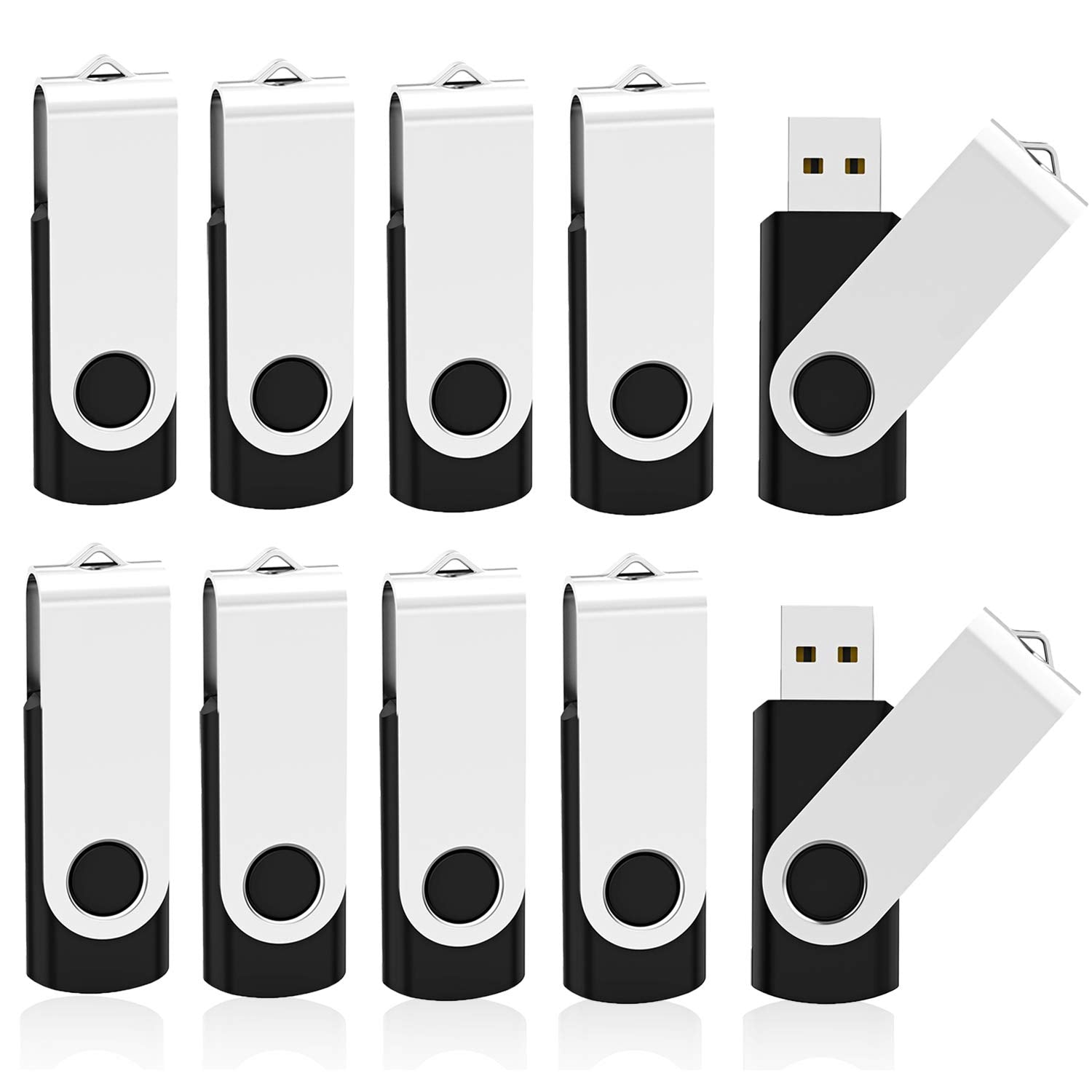 KOOTION 10 X 1GB USB Flash Drive 1gb Flash Drive Swivel Thumb Drive Memory Stick Keychain Design Blue