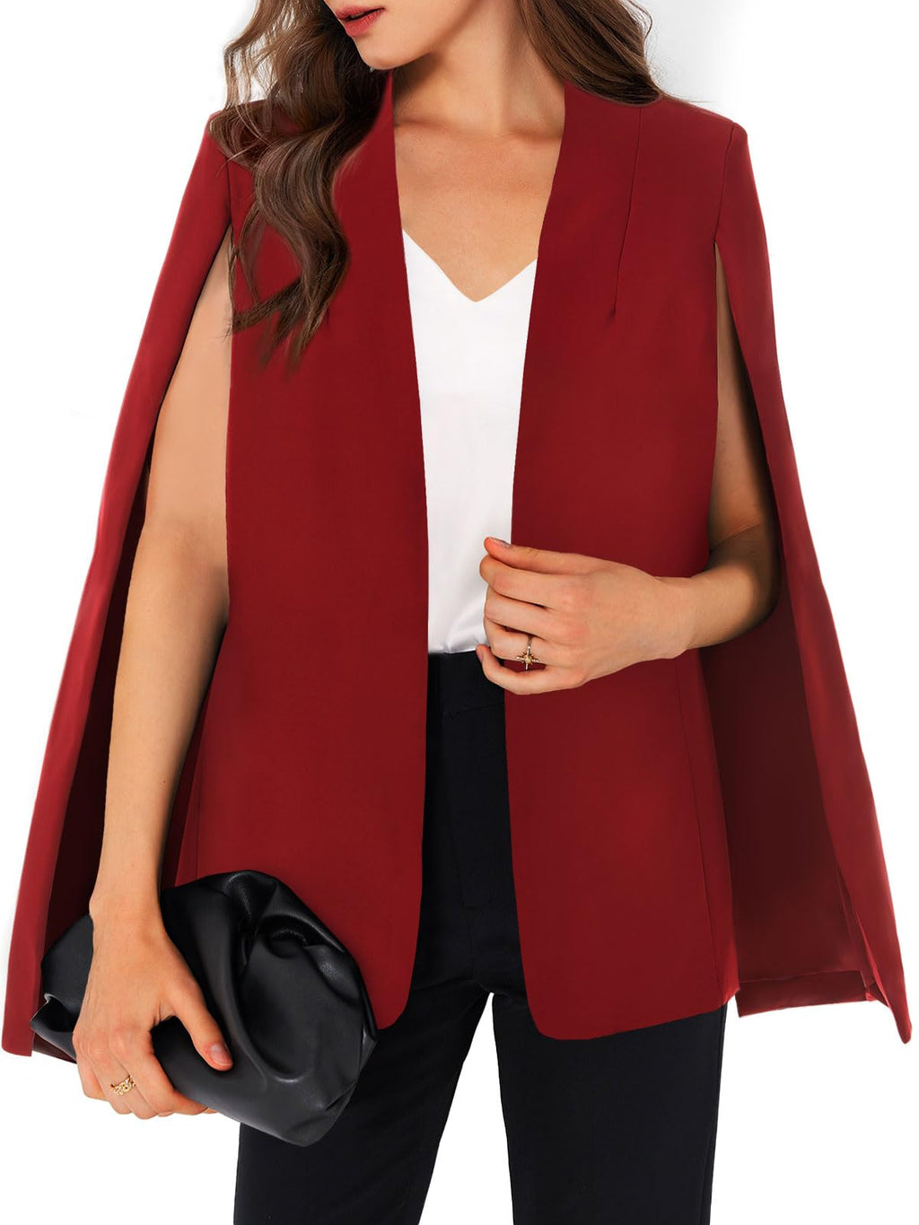 GAMISOTE Womens Cape Blazer Split Sleeve Open Front Casual Jacket Coat Workwear