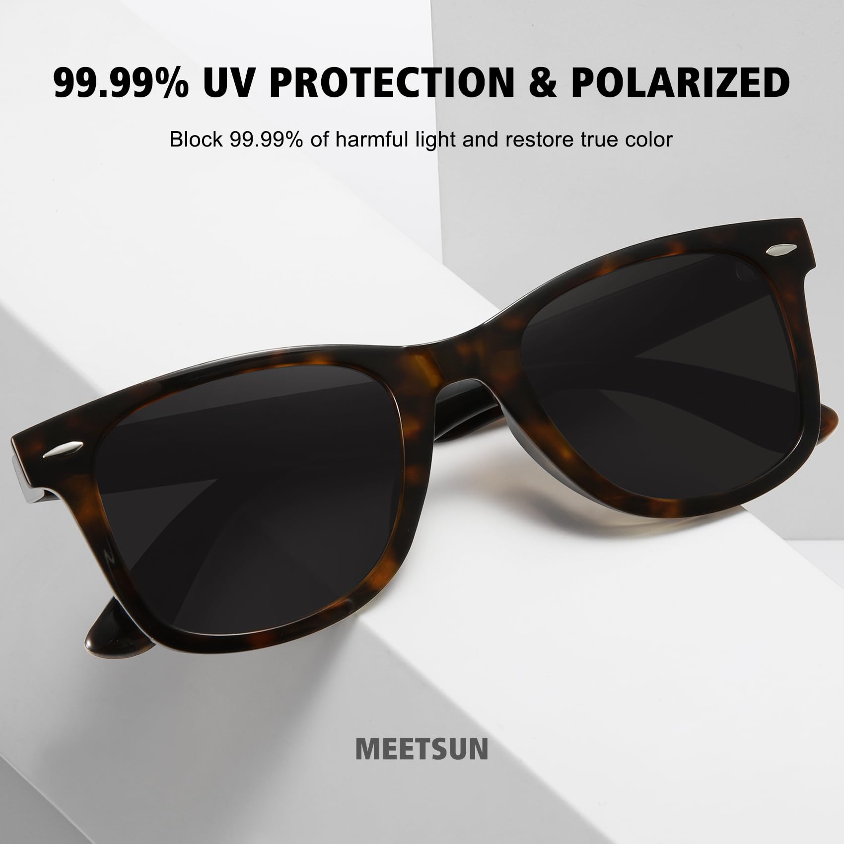 MEETSUN Retro Polarized Sunglasses for Women Men Classic Mirror Lens Driving Trendy Sun Glasses UV Protection (3 Pack)