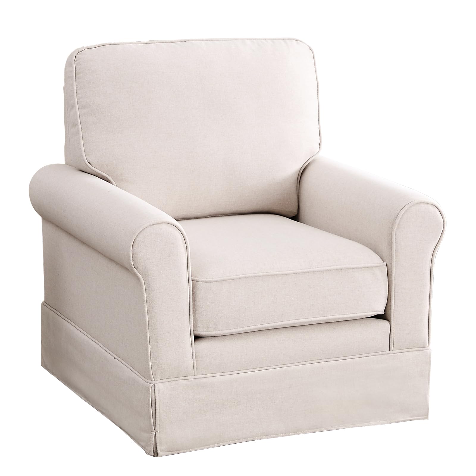 INZOY Swivel Accent Chair Linen Mid Century Modern Chair, Comfy Swivel Barrel Reading Chair, Upholstered Square Chair for Living Room Bedroom Small Spaces, Fully Assembled, Beige