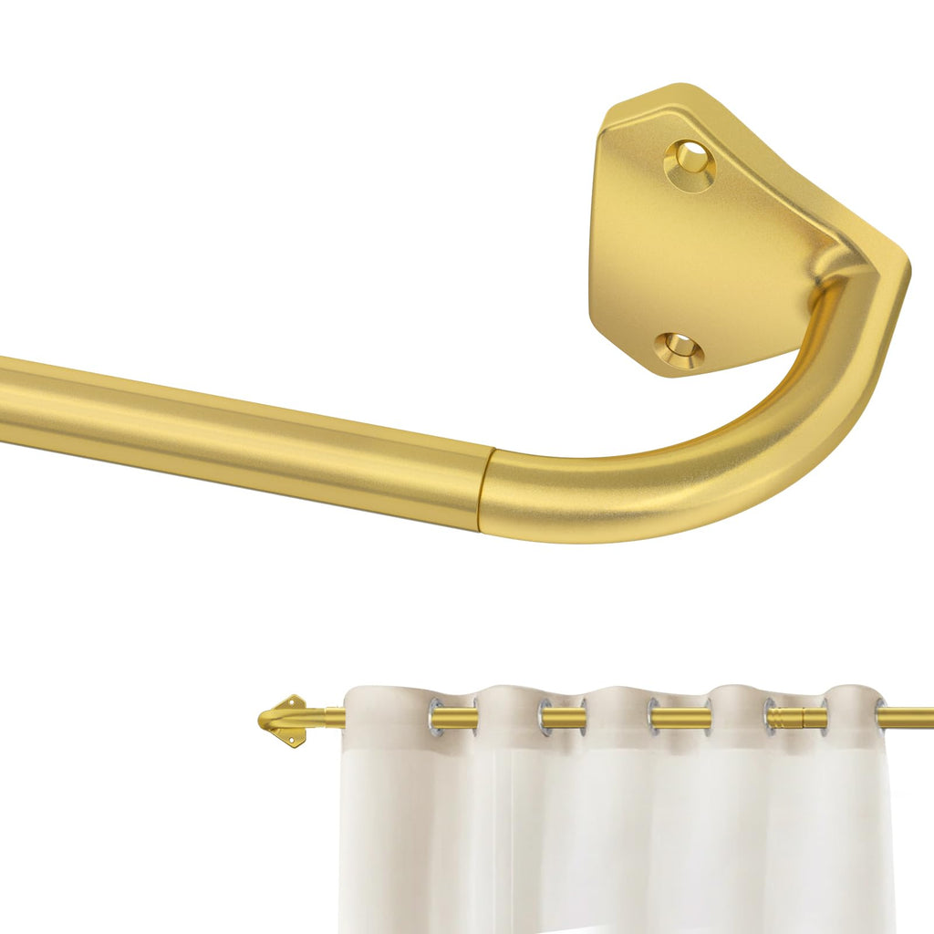 GXOACKJ Black Wrap Around Curtain Rods for Windows 28 to 48 inch, 5/8 inch Industrial Telescoping Blackout Curtain Rods for Bedroom & Outdoor
