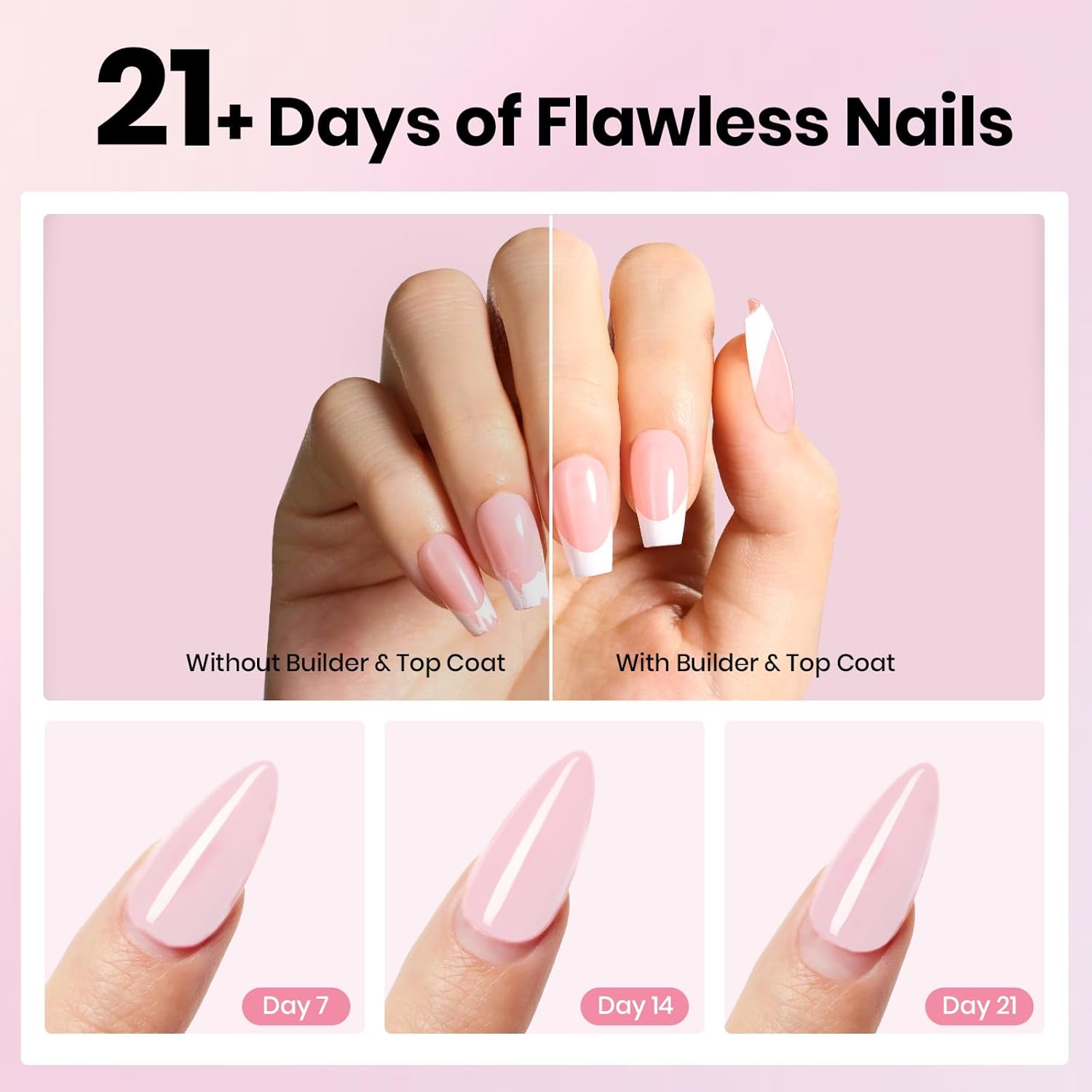 Beetles 2Pcs 15ml Gel Base and Top Coat Set - Upgrade No Wipe Extra Glossy Top Coat Finish for Gel Nail Polish, Soak Off UV/LED Lamp Needed, Essentials for Long-Lasting Manicure Kit