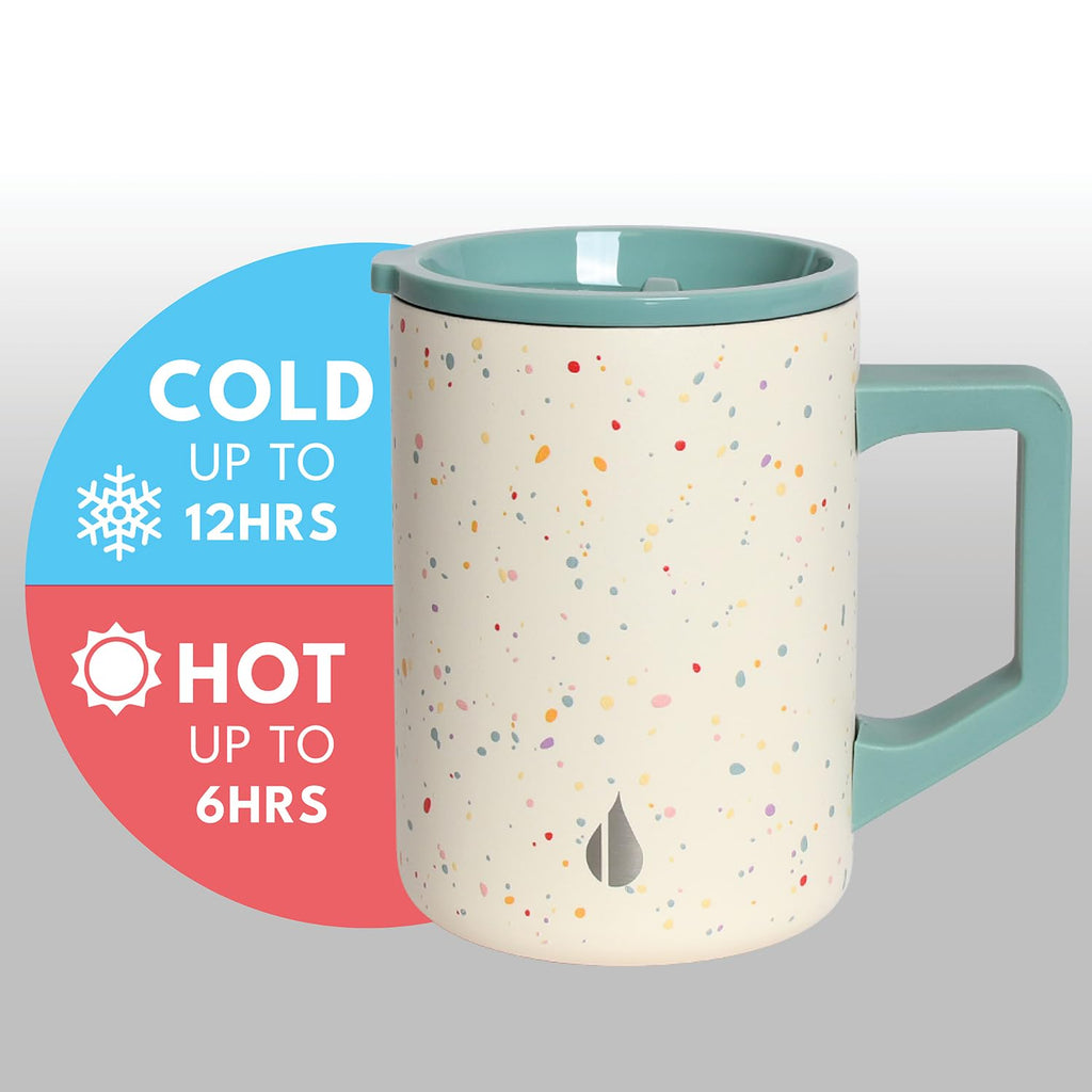 Elemental Insulated Coffee Mug - Triple-Wall Stainless Steel Summit Travel Cup for Hot and Cold Drinks - Thermal Coffee Mug with Lid and Handle for Camping, Office & Travel 12oz - Black