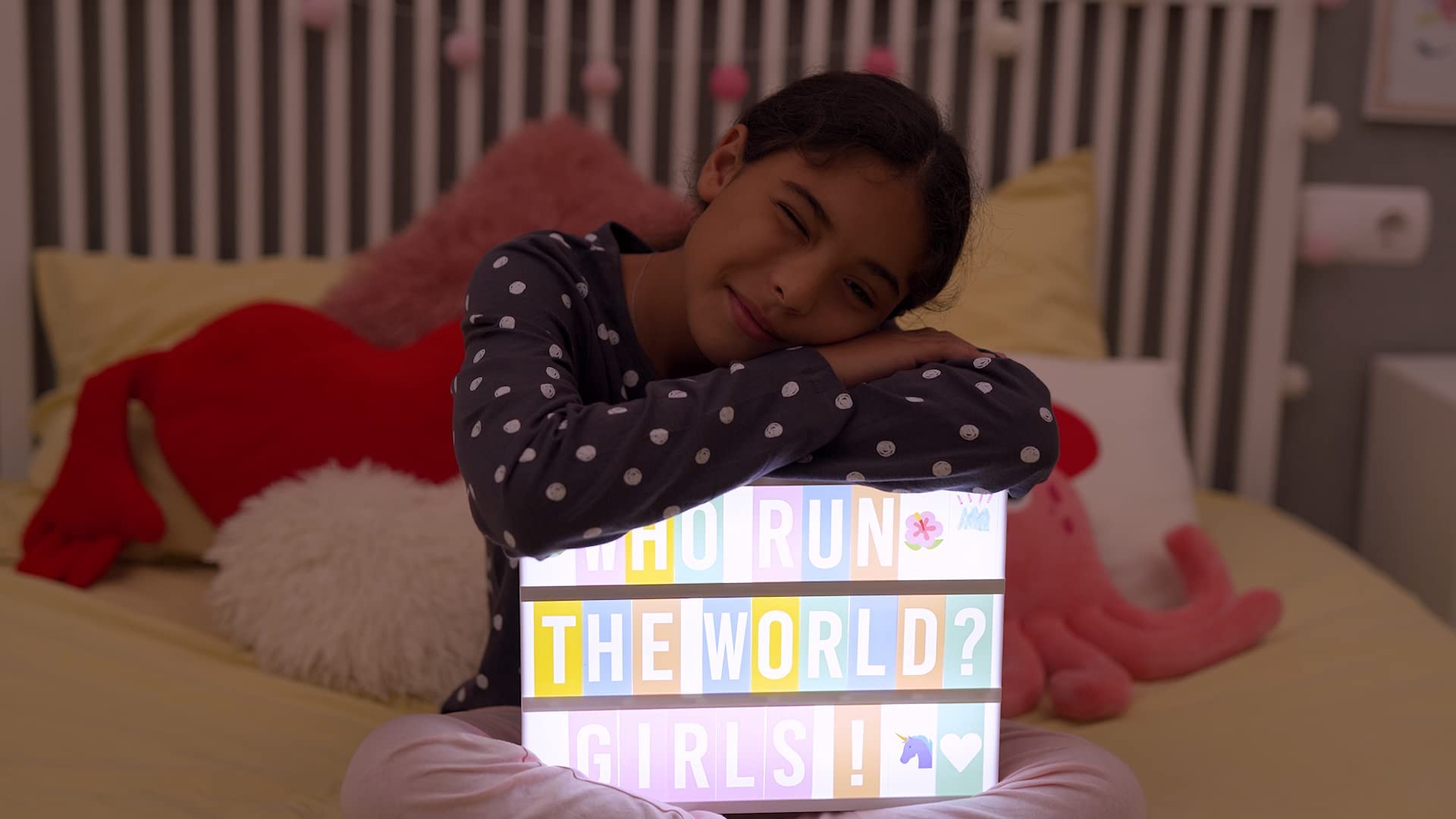 BONNYCO Blue Cinema Light Box with 400 Letters, Emojis and 2 Markers. Led Light Box Boy Bedroom Decor, Baby Shower. Cinema Led Sign Letters Board Gifts for Boys, Children for Birthdays Christmas