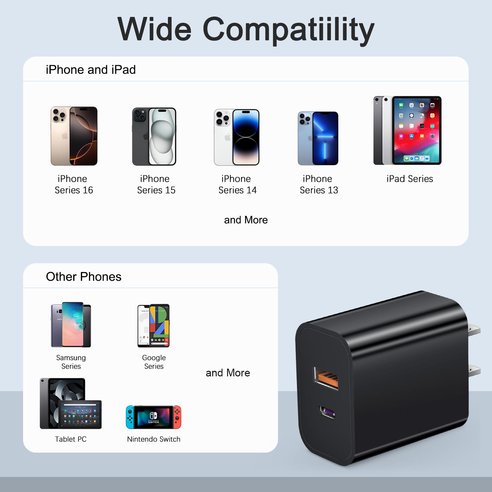 USB C Charger Block Charging Block Type C Charger 20W Wall Chargers 4 Pack for iPhone 16/16 Plus/16 Pro/16 Pro Max/iPhone 15/15 Pro/15 Pro Max/14/13/12 Pro/Samsung//Android(Black)