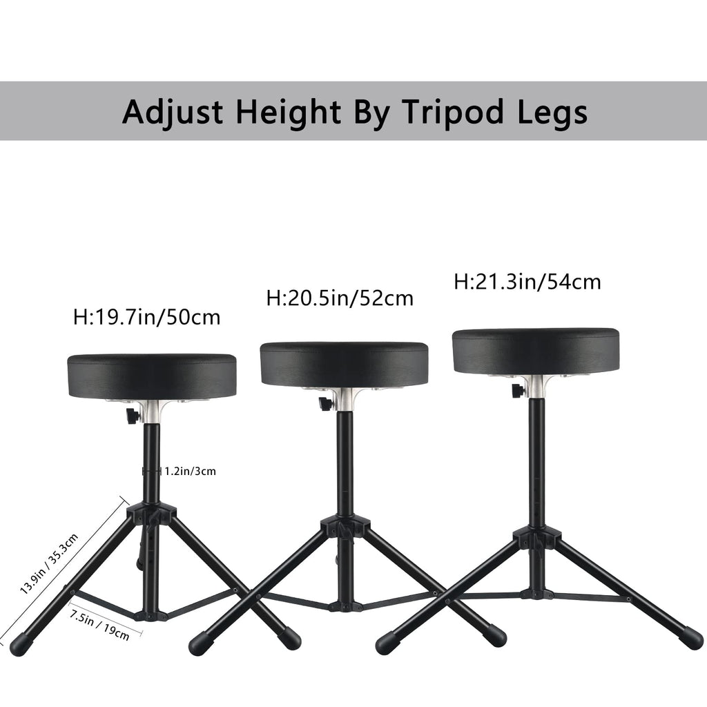 EASTROCK Drum Throne,Padded Drum Seat Drumming Stools with Anti-Slip Feet for Adults and Kids Drummers (Black)