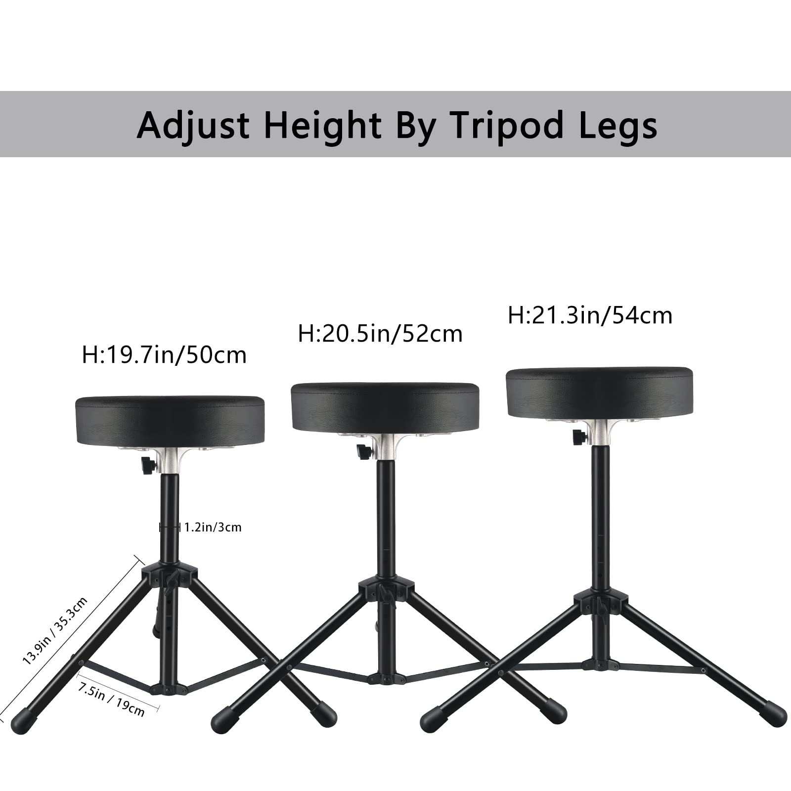 EASTROCK Drum Throne,Padded Drum Seat Drumming Stools with Anti-Slip Feet for Adults and Kids Drummers (Black)