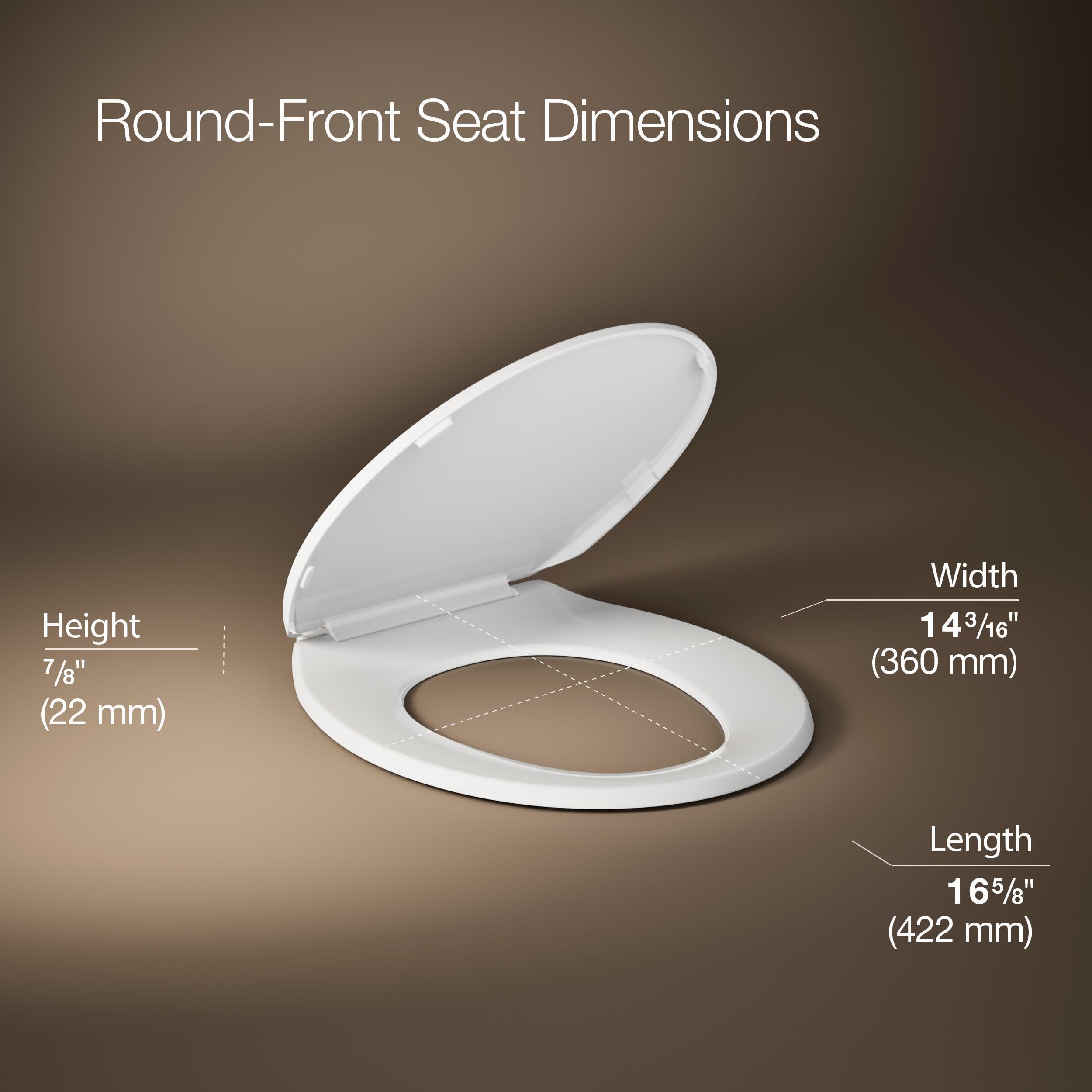KOHLER K-4775-0 Brevia Round Toilet Seat with Quick-Release Hinges And Quick-Attach Hardware For Easy Clean, White