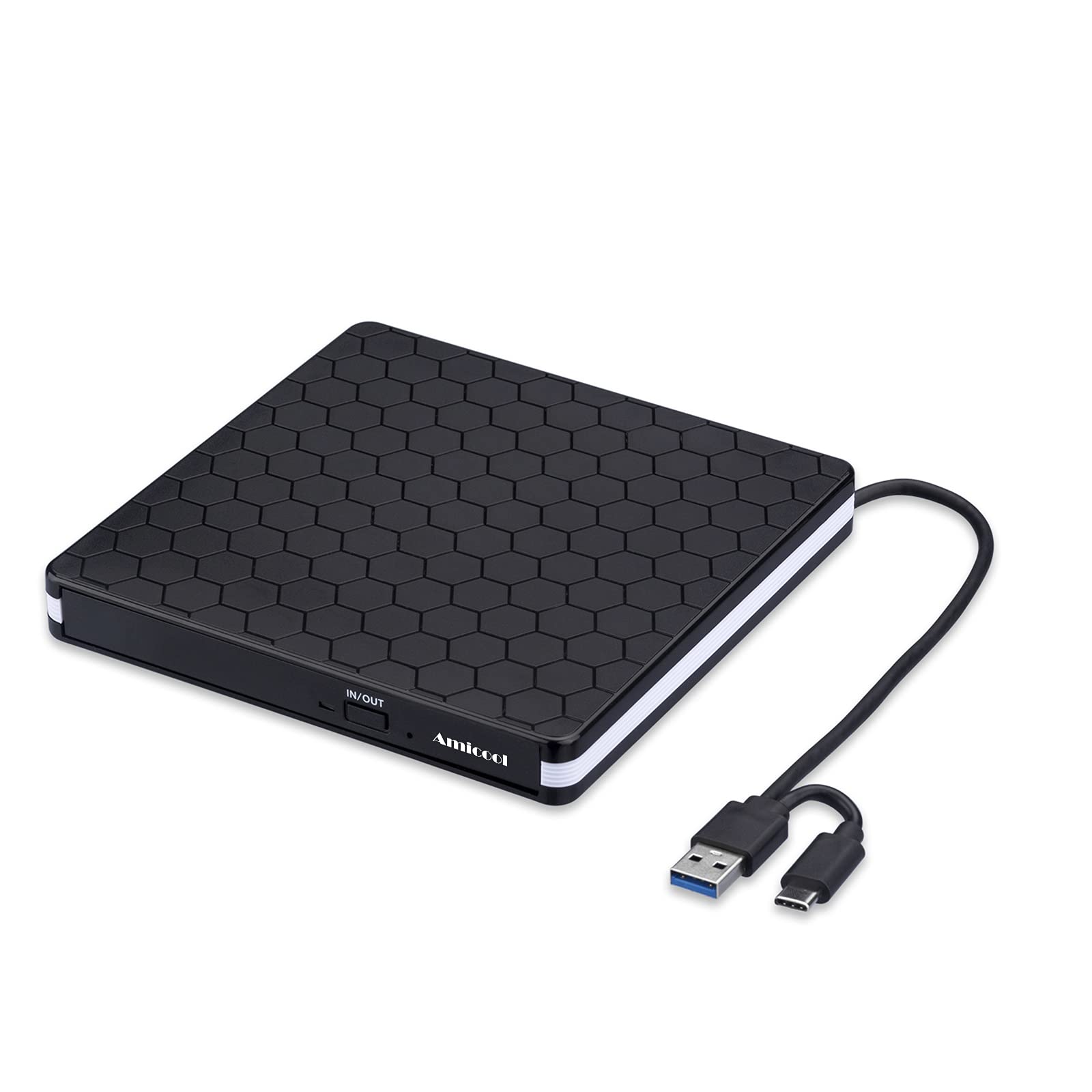 Amicool External USB-C USB 3.0 CD/DVD Drive Burner +/-RW, Ultra-Slim Portable DVD Player Writer Reader for Mac iMac MacBook, Windows 11/10/8 Linux, Laptop Desktop PC Computer Optical Drive