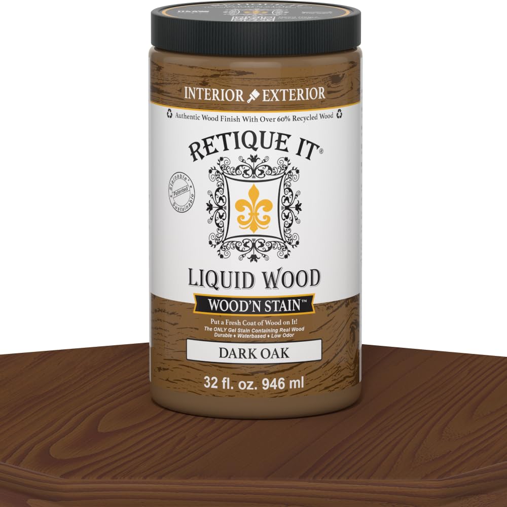 Retique It Wood'n Stain - Liquid Wood Gel Stain Interior/Exterior (08 oz (Half-Pint), 35 Dark Oak)