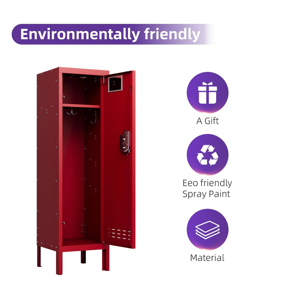 Lockers,Metal Locker, (Beige, 1 Door - (66.15" H x 11.8" W x 11.8" D))
