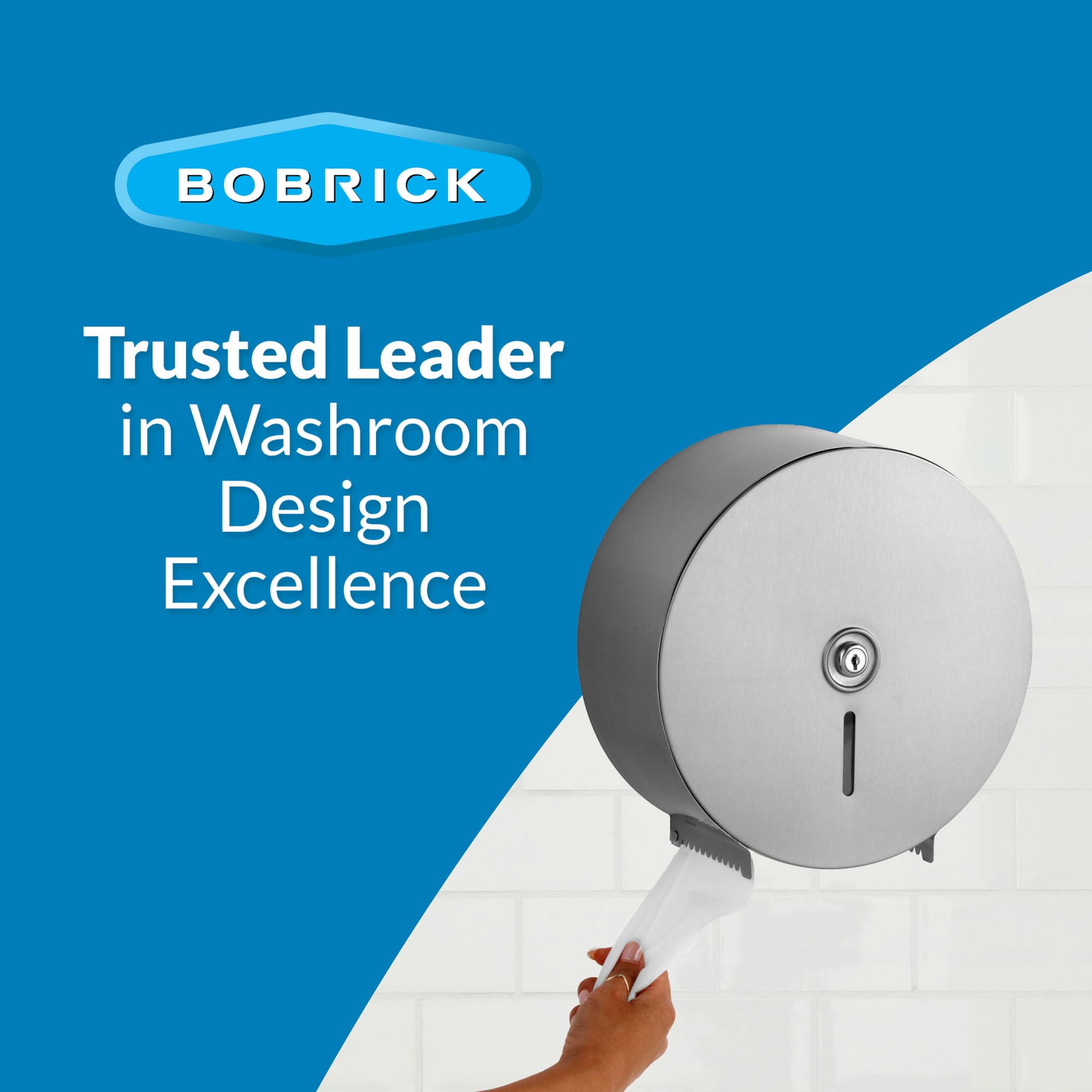 Bobrick Single Jumbo-Roll Surface-Mounted Toilet Tissue Dispenser, Satin-Finish Stainless Steel, ADA Compliant, Secure Locking Design, Versatile Roll Compatibility, Durable & Easy-Load Mechanism (Model B-2890)