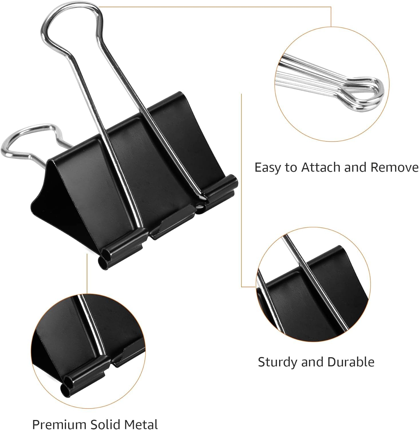 Amazon Basics Sturdy Binder Clips for Office Use, 96 Count, Medium, 1.25 in, Black (Pack of 12)