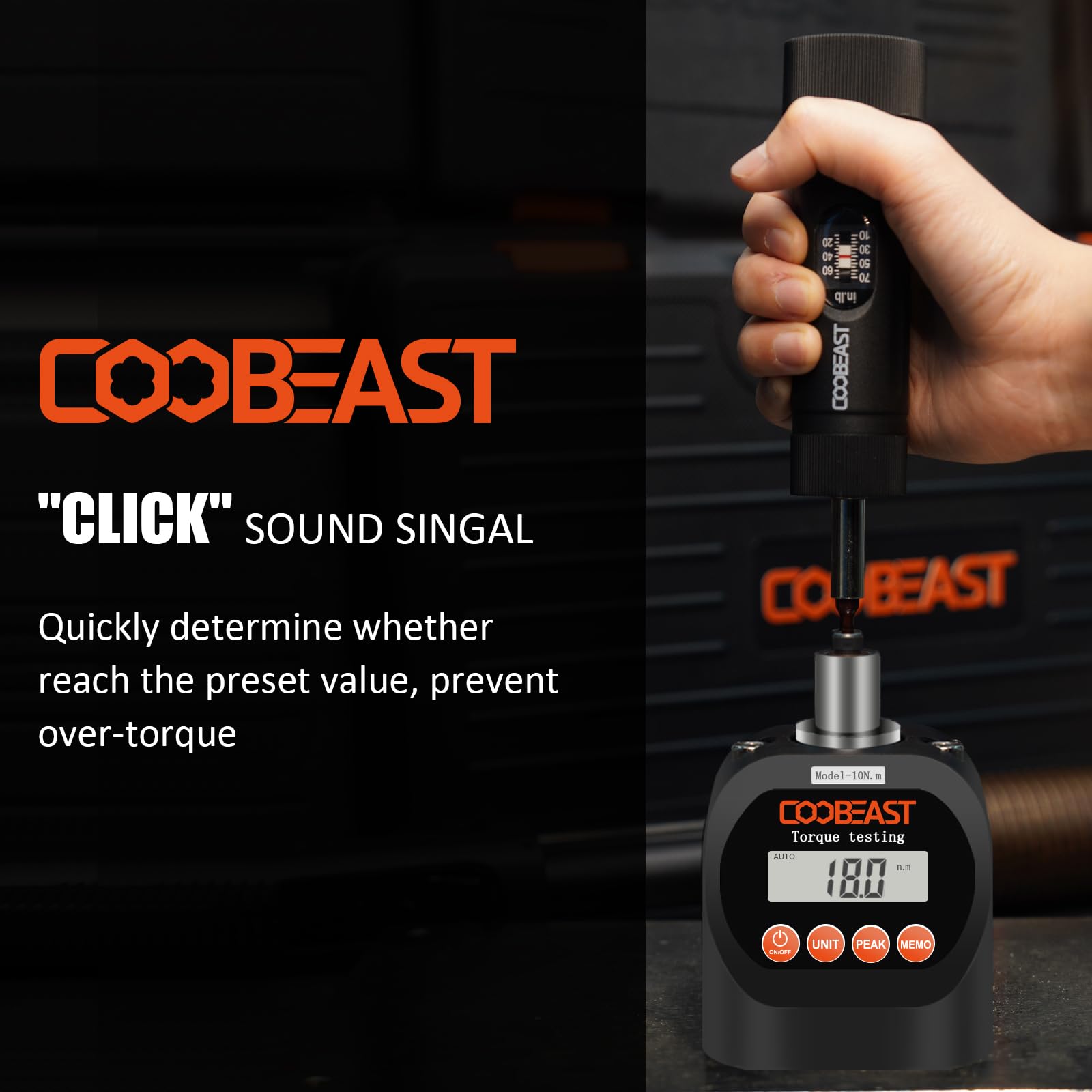 coobeast 13Pcs Preset Torque Screwdriver with S2 Bits, 1/4” Drive Torque Wrench Screwdriver Set for Maintenance, Tools, Bike Repairing and Mounting, Inch Pound Torque Range 10-70 In-lb
