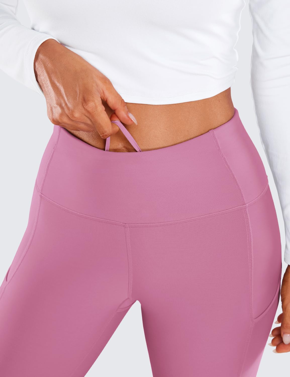 CRZ YOGA Fleece Lined Leggings Pockets 28'' - Thermal Casual Lounge Workout Womens Yoga Full Length Pants Winter Warm