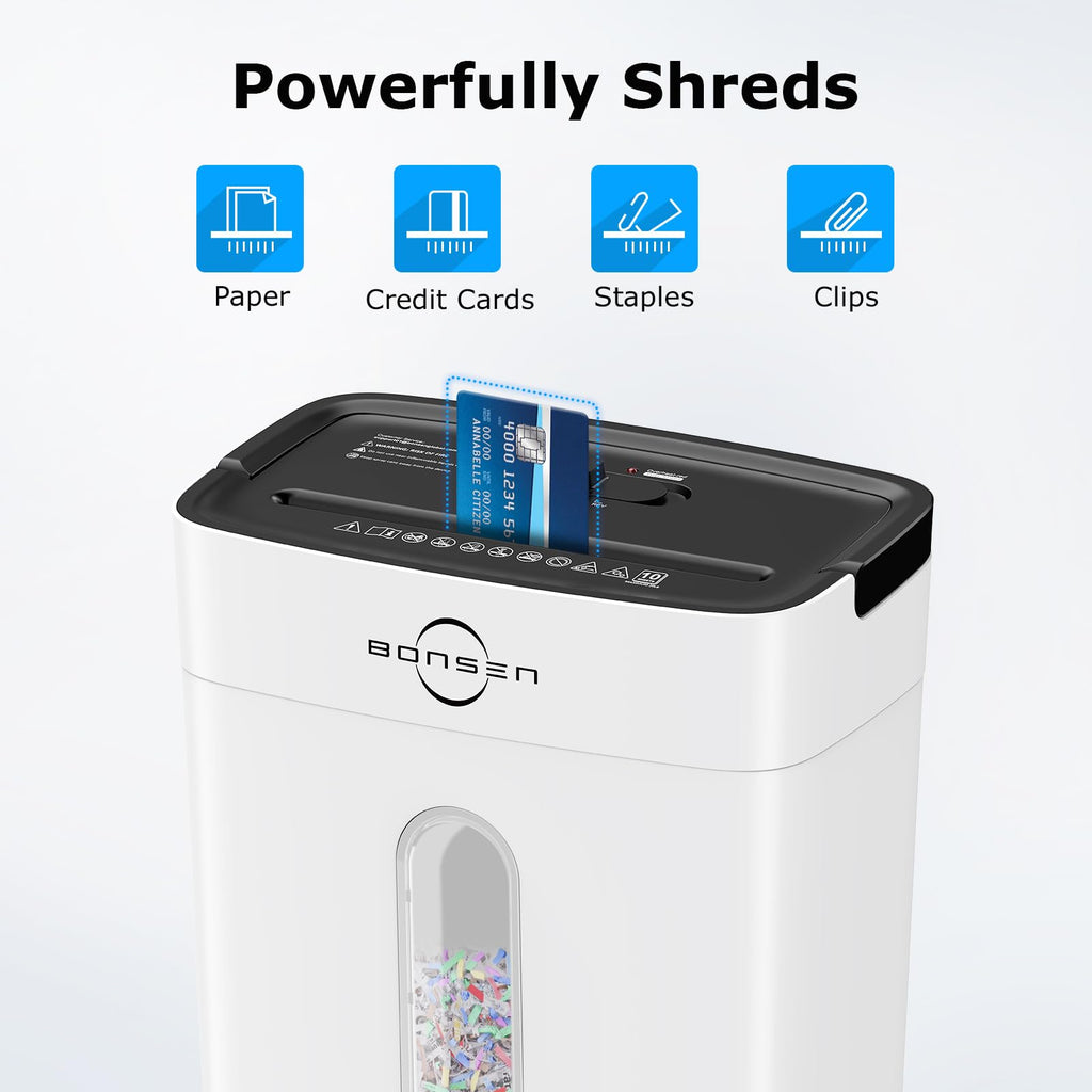 BONSEN Shredder for Home Office, 4 Gallons 8-Sheet Cross Cut Credit Card Shredder, Small Paper Shredder for Home Use, High Security Level P-4, ETL Certification (S3101)